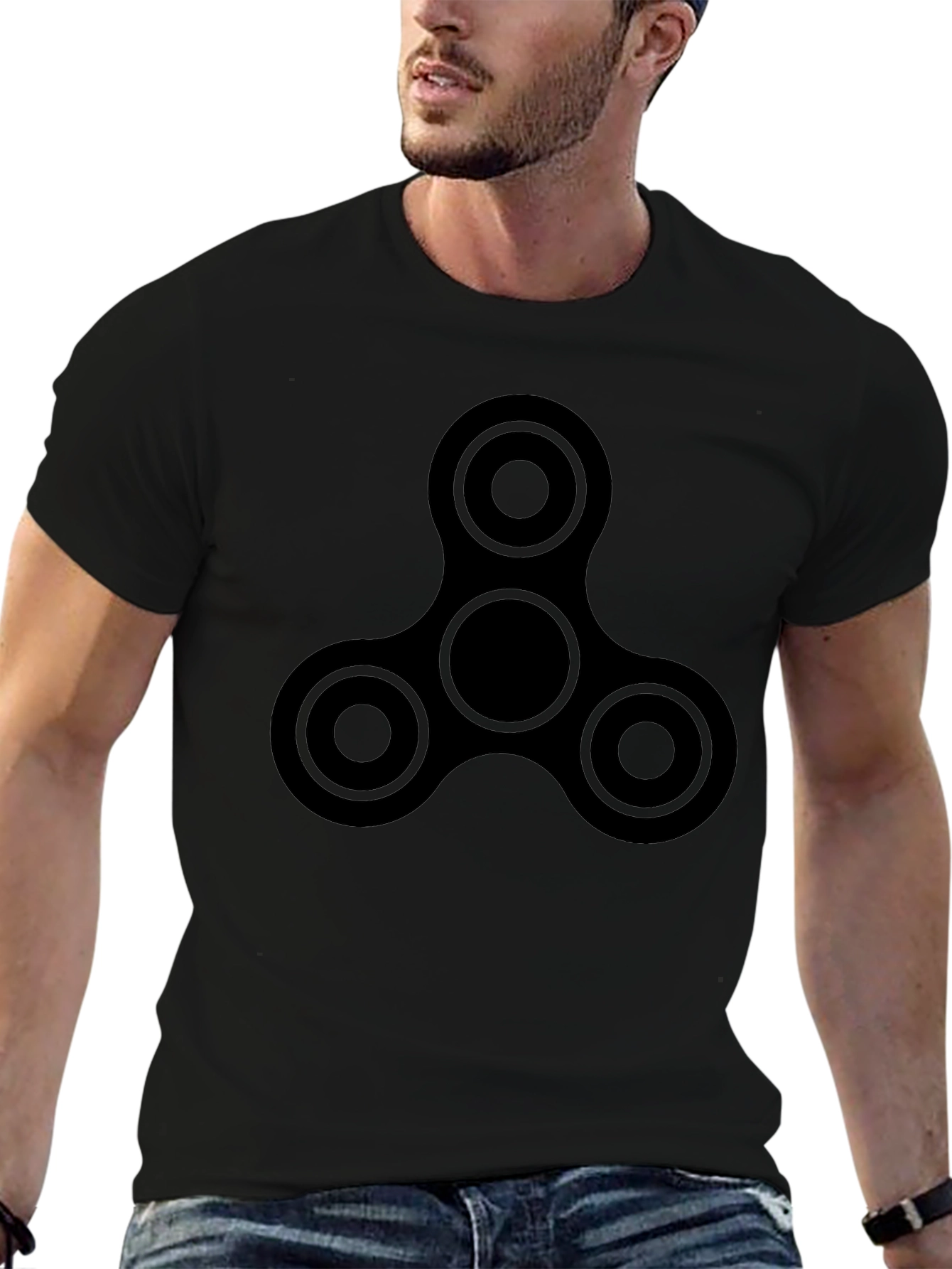 Fidget Spinner Graphic Tee - Black Casual Shirt