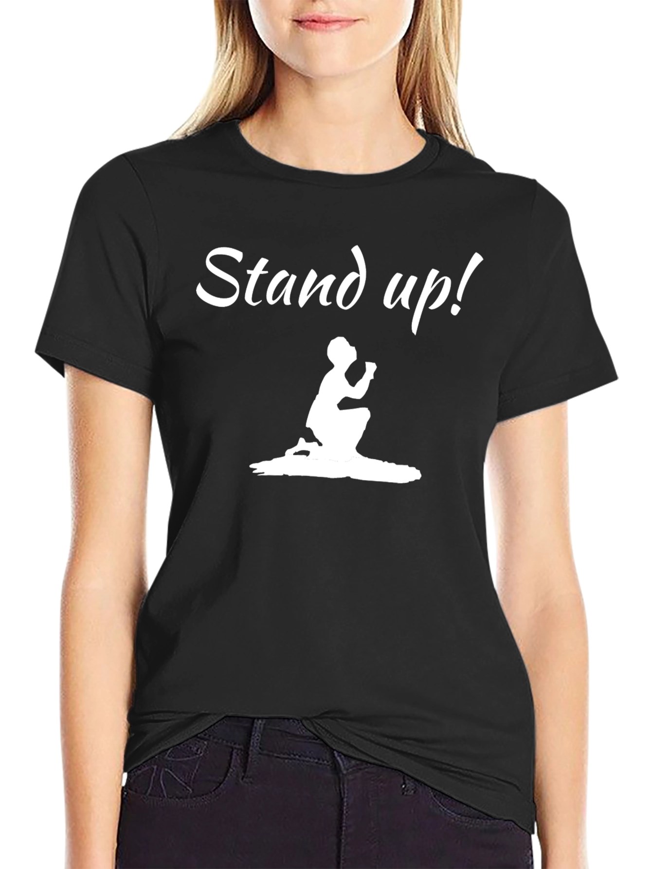 Stand Up! Graphic Print Crew Neck T-Shirt