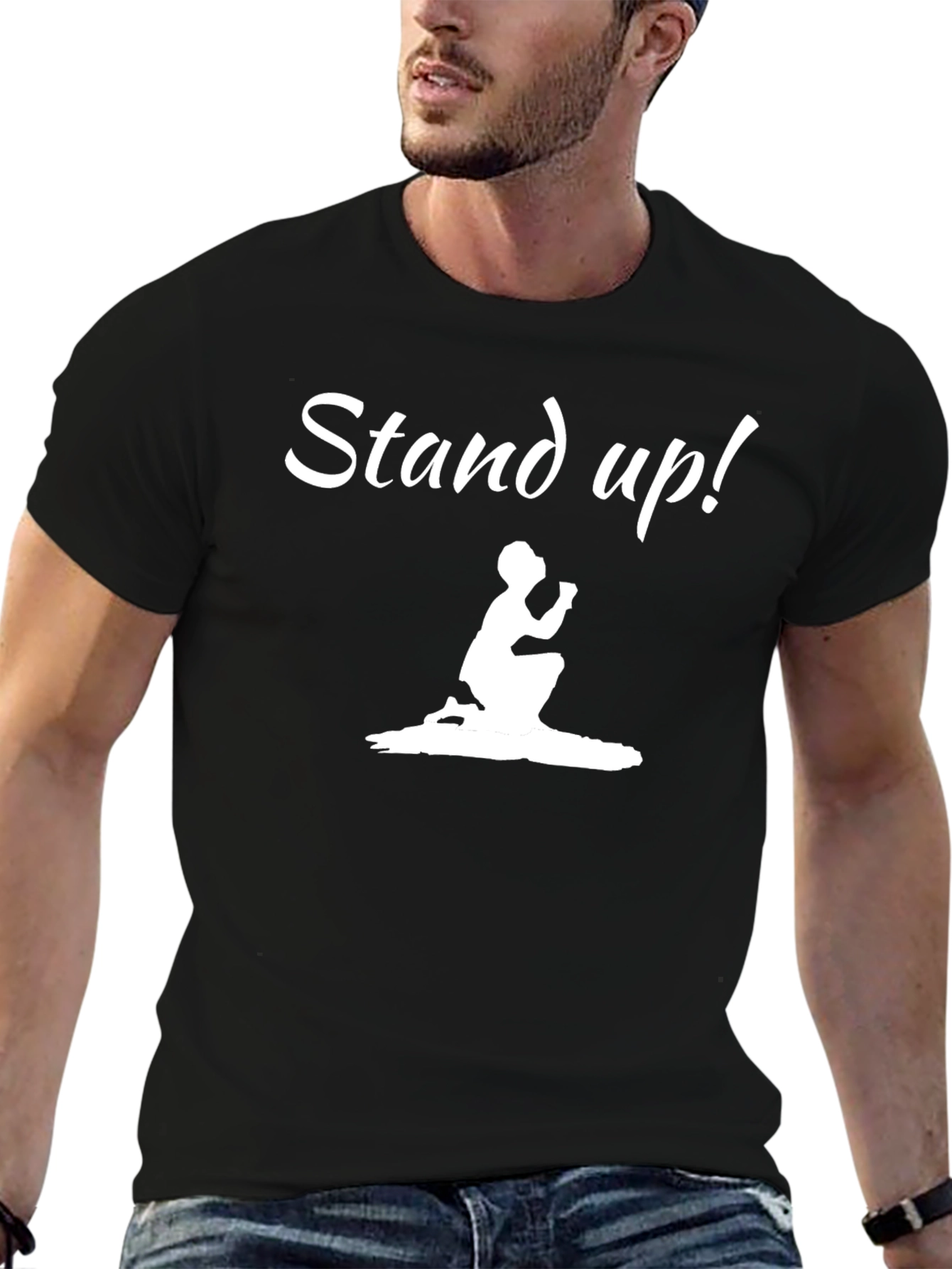 Stand Up! Graphic Print Crew Neck T-Shirt