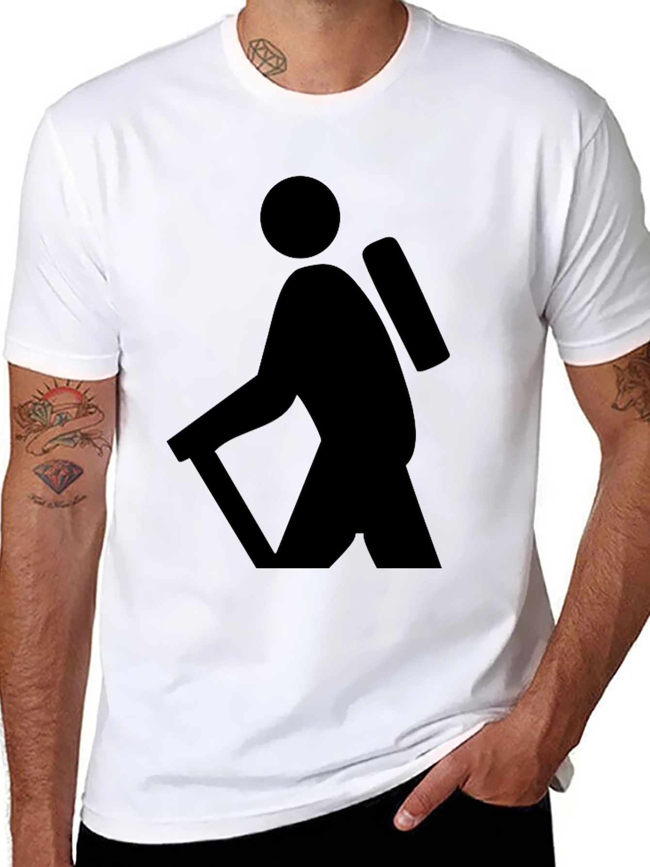Hiking Adventure Graphic Tee - Black Cotton T-Shirt