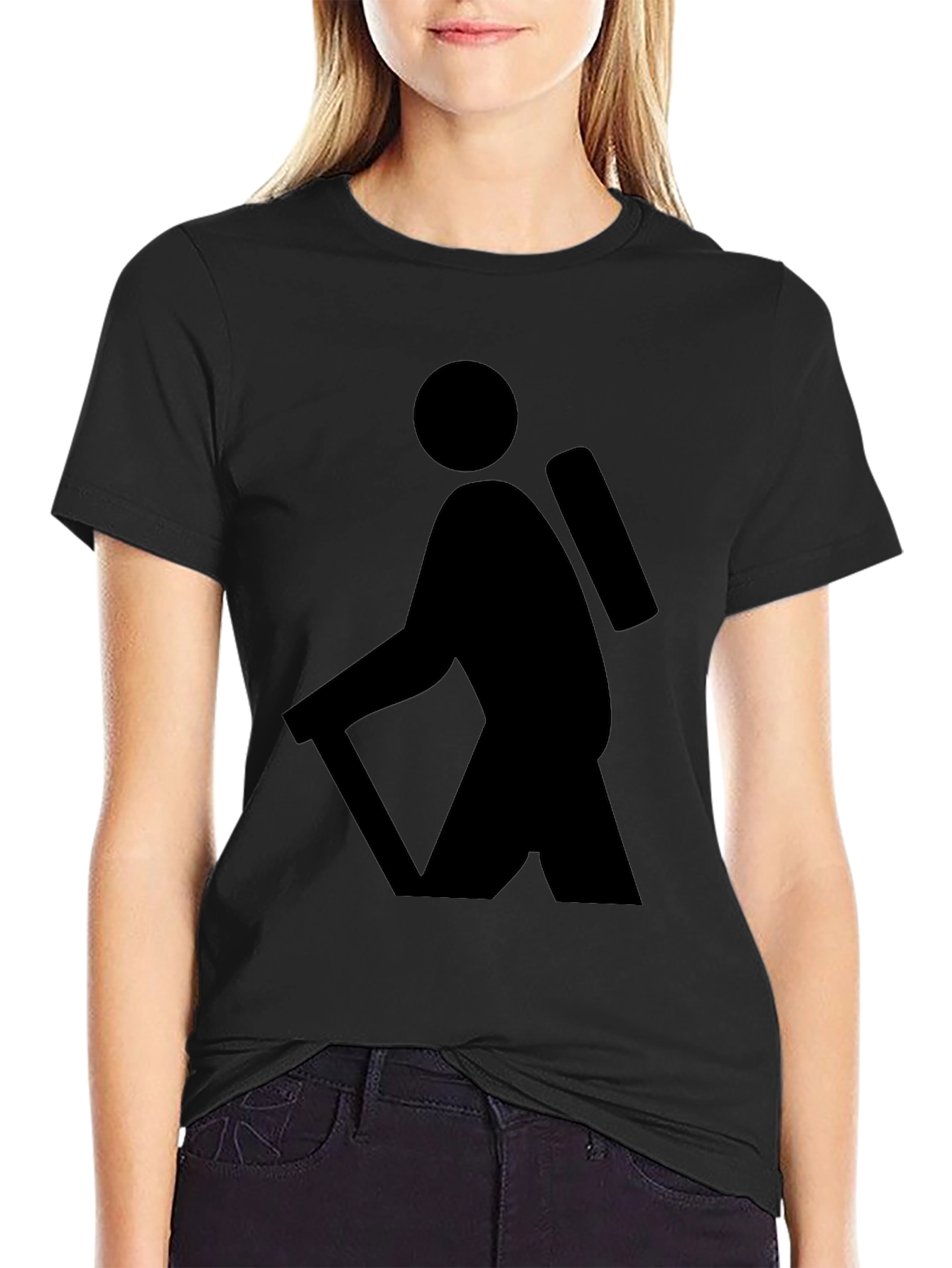Hiking Adventure Graphic Tee - Black Cotton T-Shirt