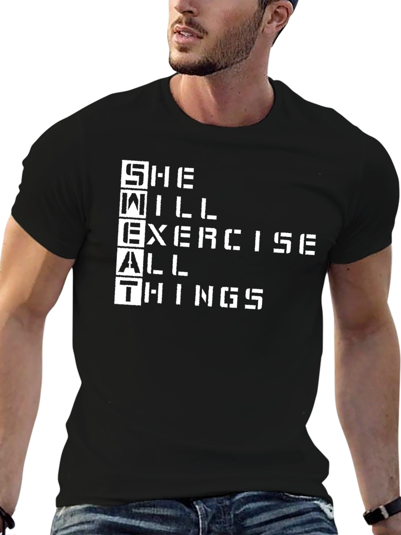 She Will Exercise All Things Black T-Shirt