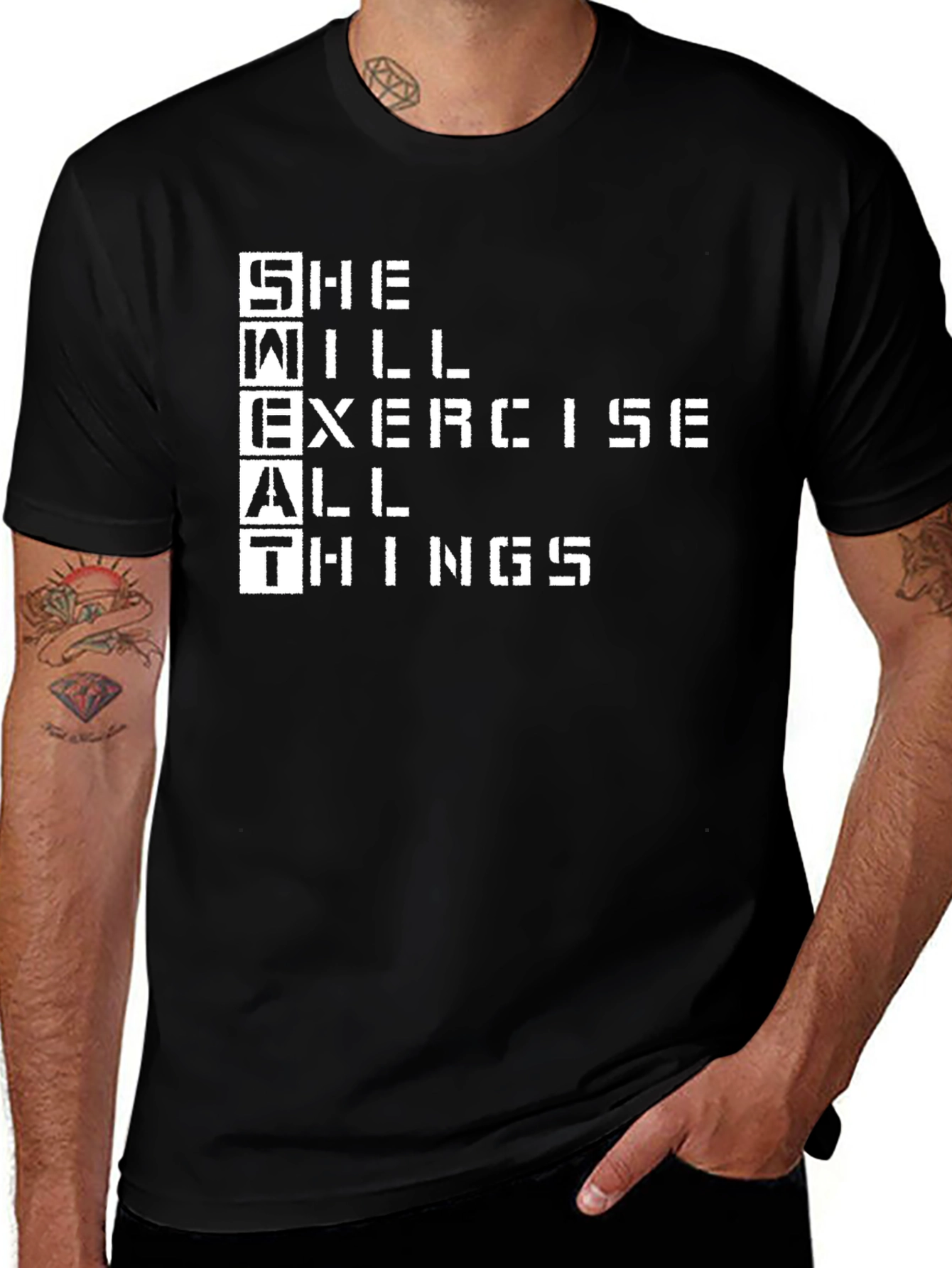 She Will Exercise All Things Black T-Shirt