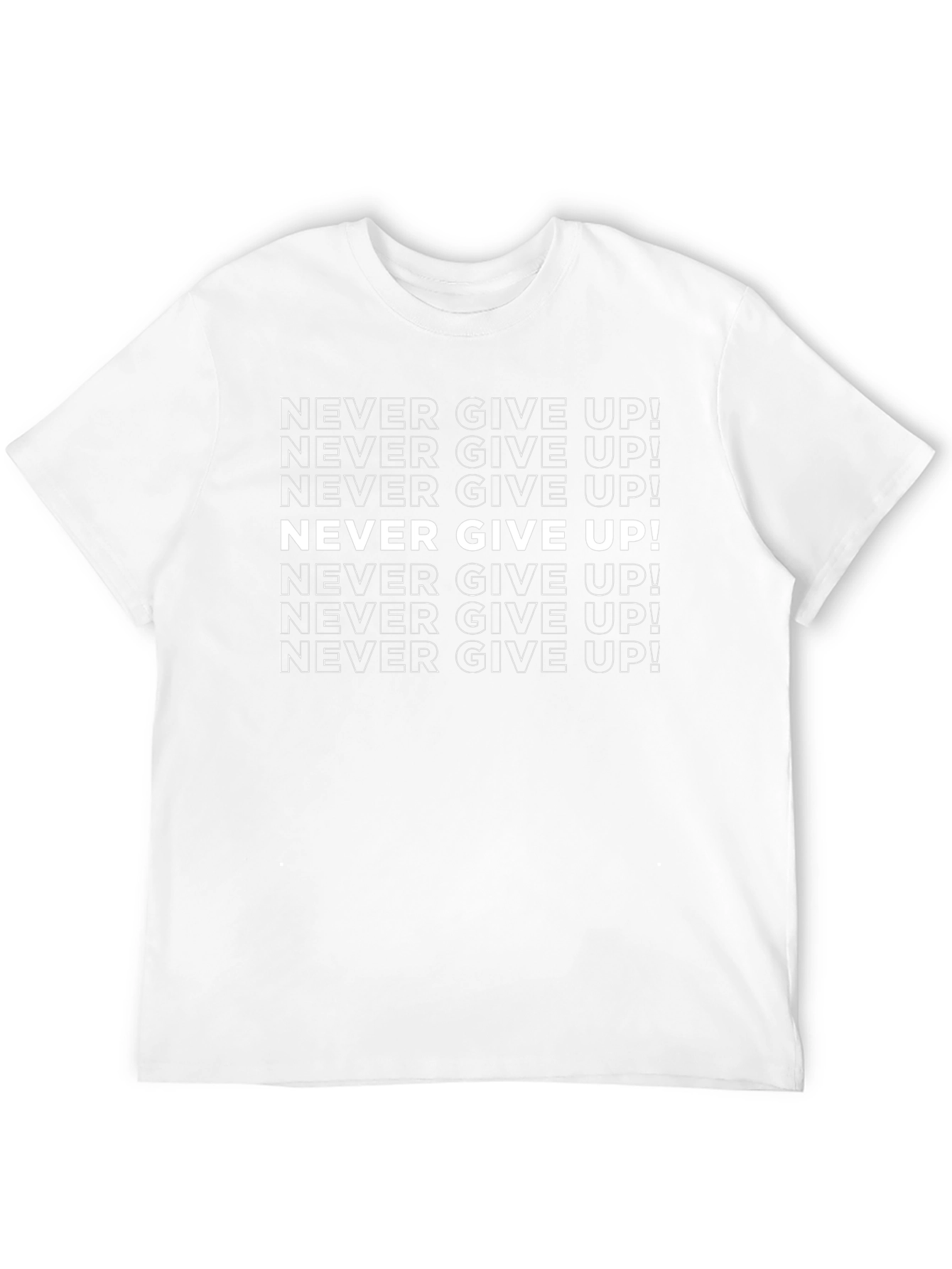Never Give Up Black Graphic T-Shirt