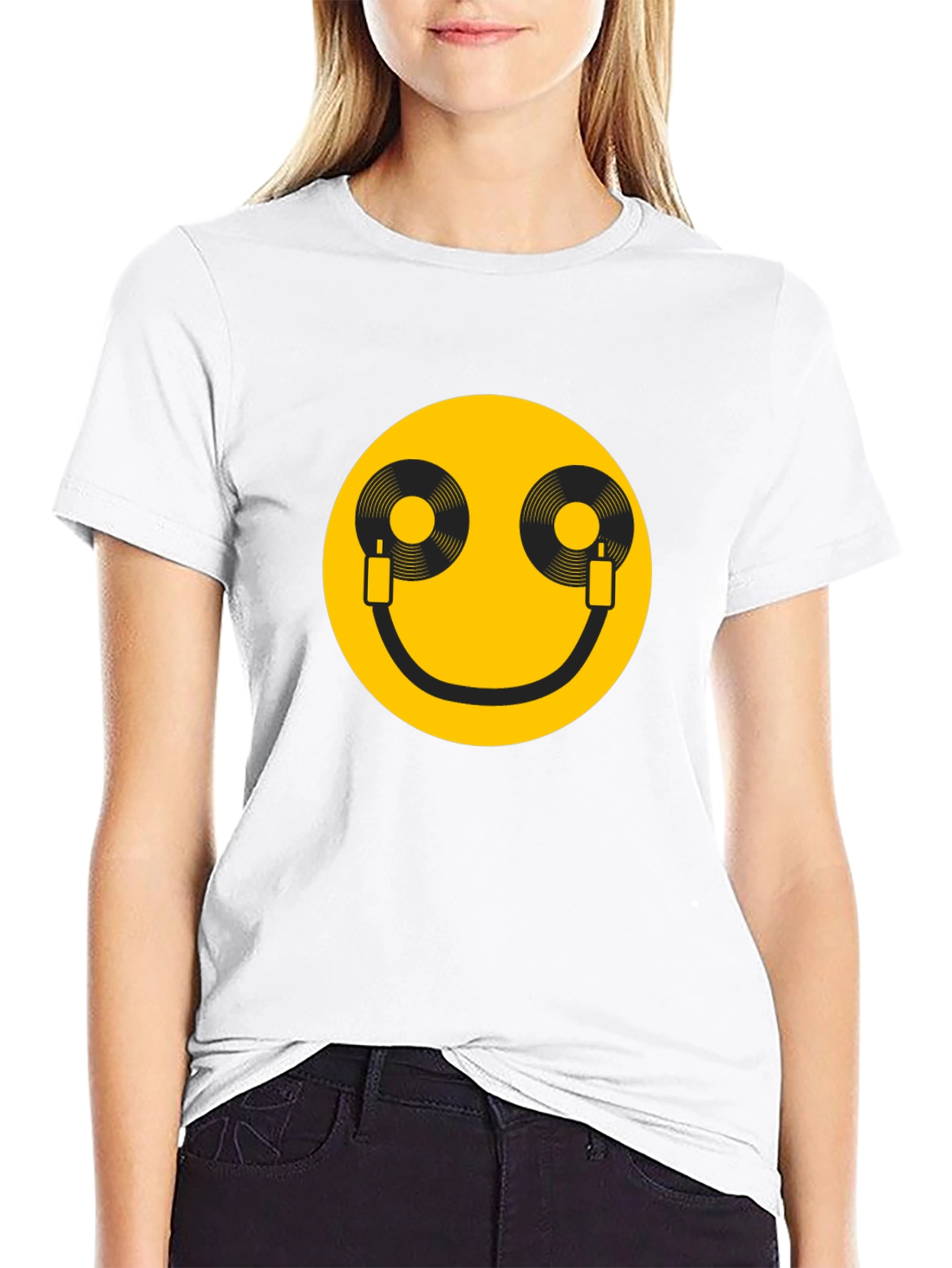 DJ Smile T-Shirt - Black Cotton Graphic Tee