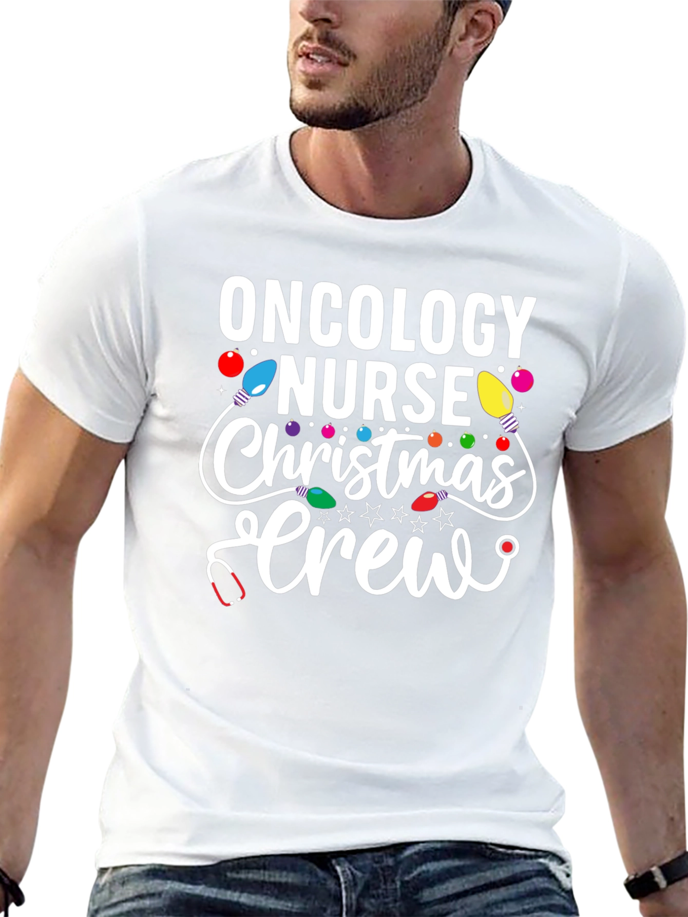 Oncology Nurse Christmas Crew T-Shirt
