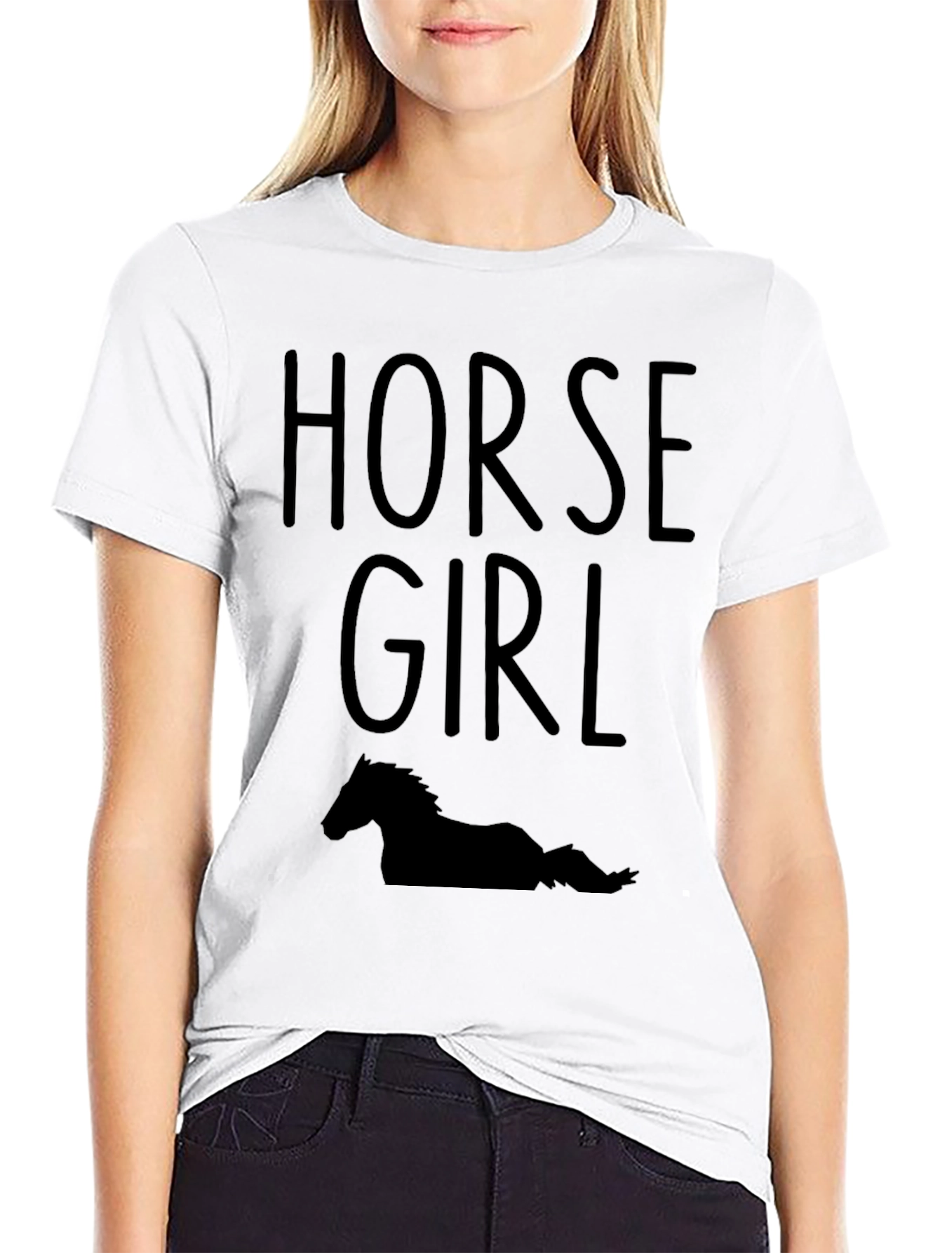 Horse Girl Graphic Tee - Black Casual Shirt