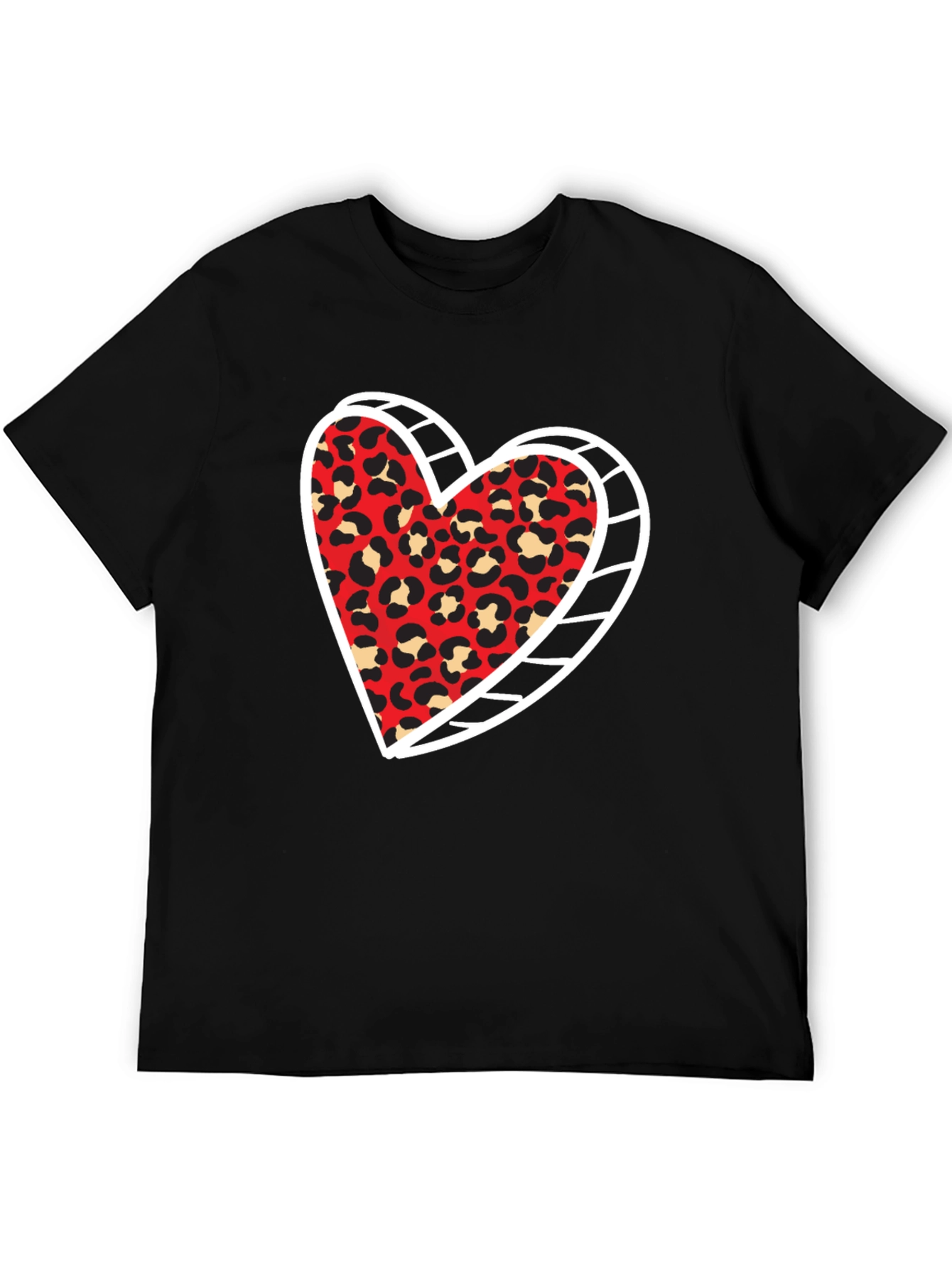 Leopard Heart Graphic Tee - Trendy Black Shirt