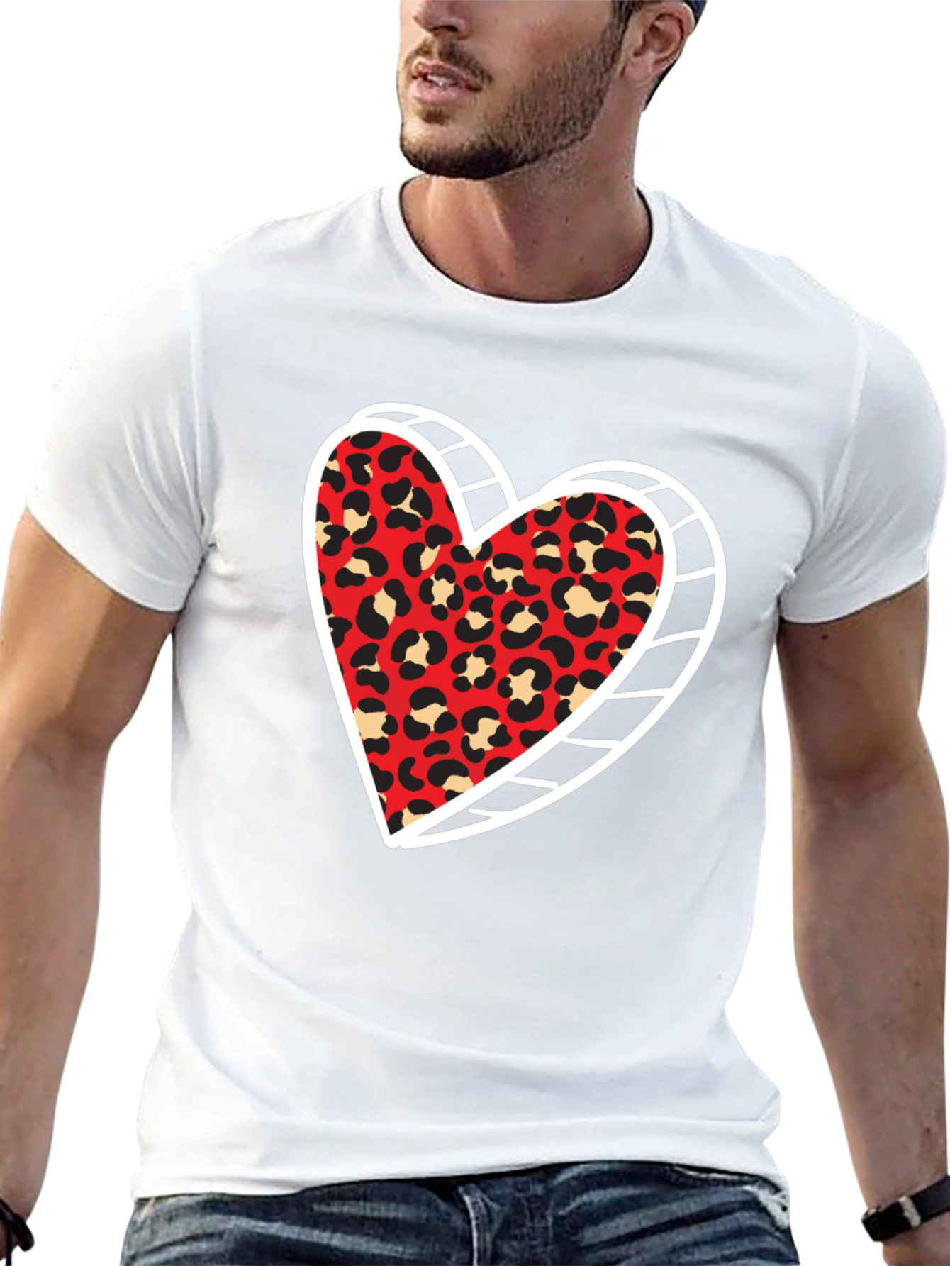 Leopard Heart Graphic Tee - Trendy Black Shirt