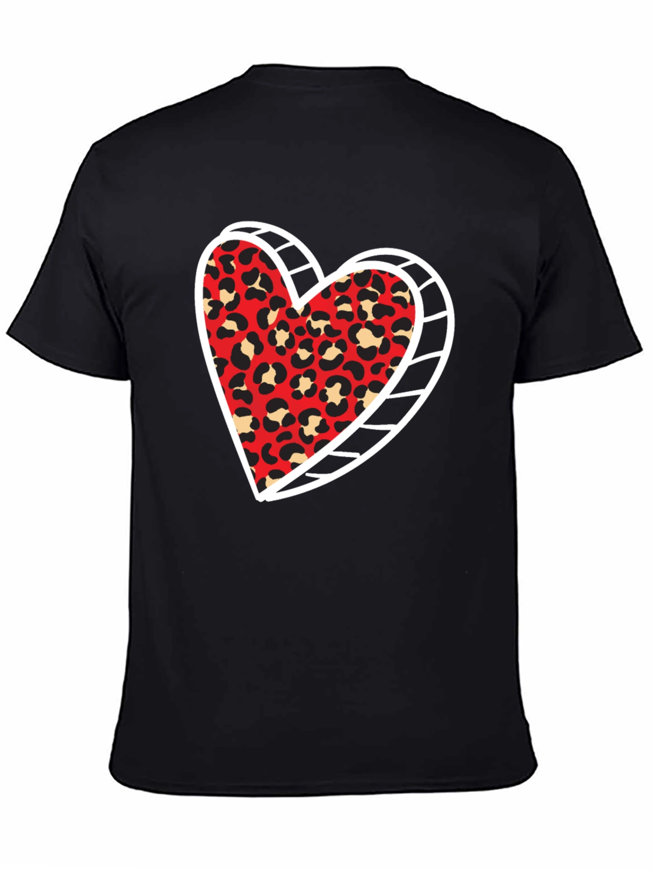 Leopard Heart Graphic Tee - Trendy Black Shirt