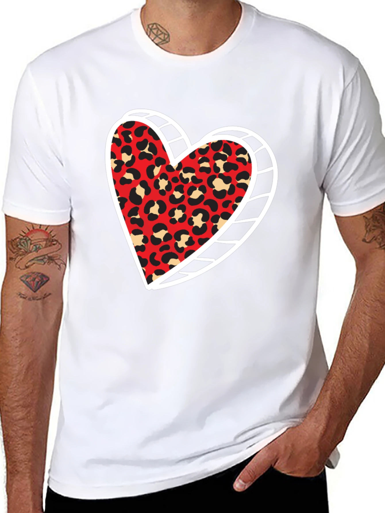 Leopard Heart Graphic Tee - Trendy Black Shirt