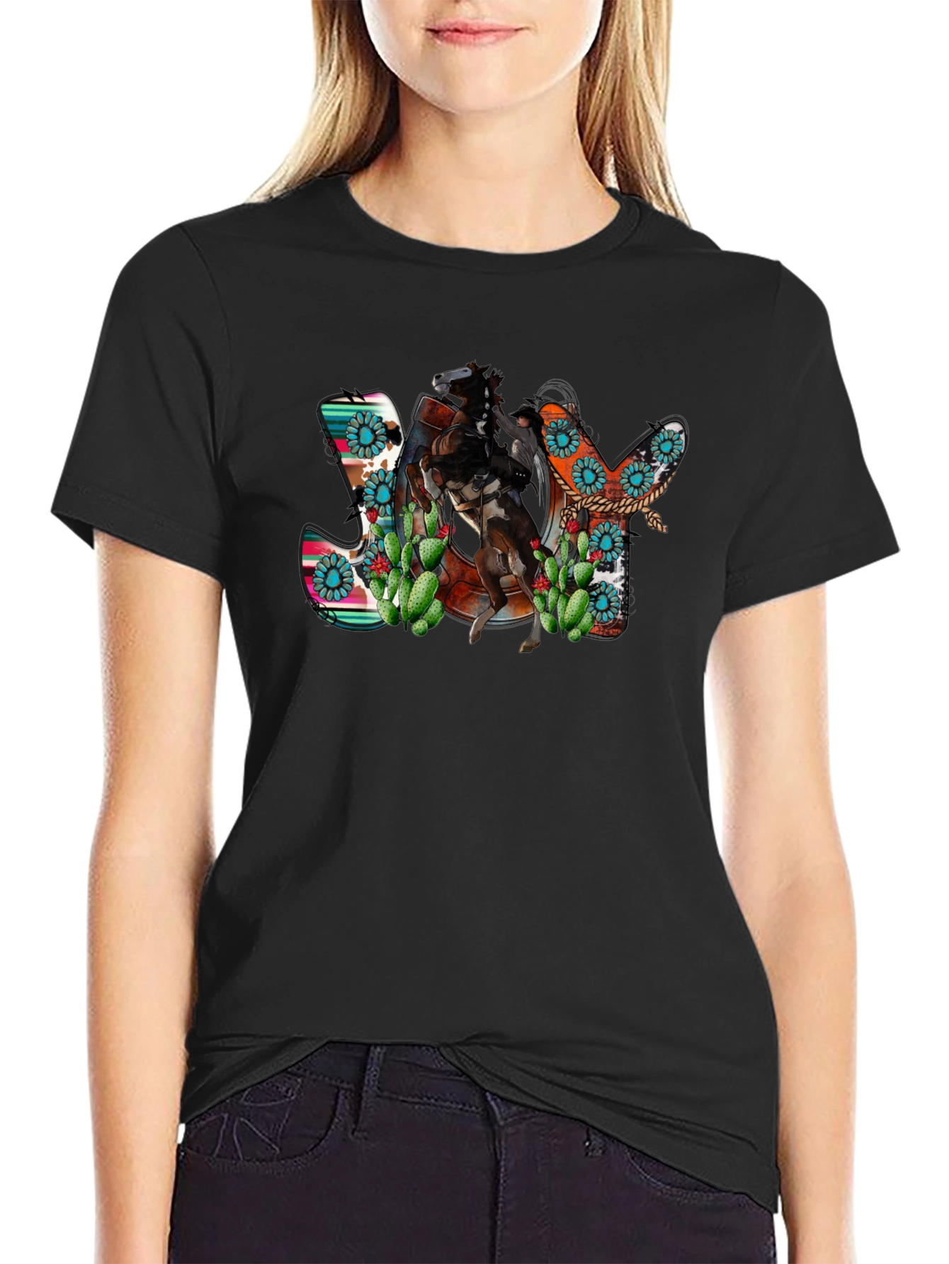 Western JOY Horse & Cactus Graphic Tee