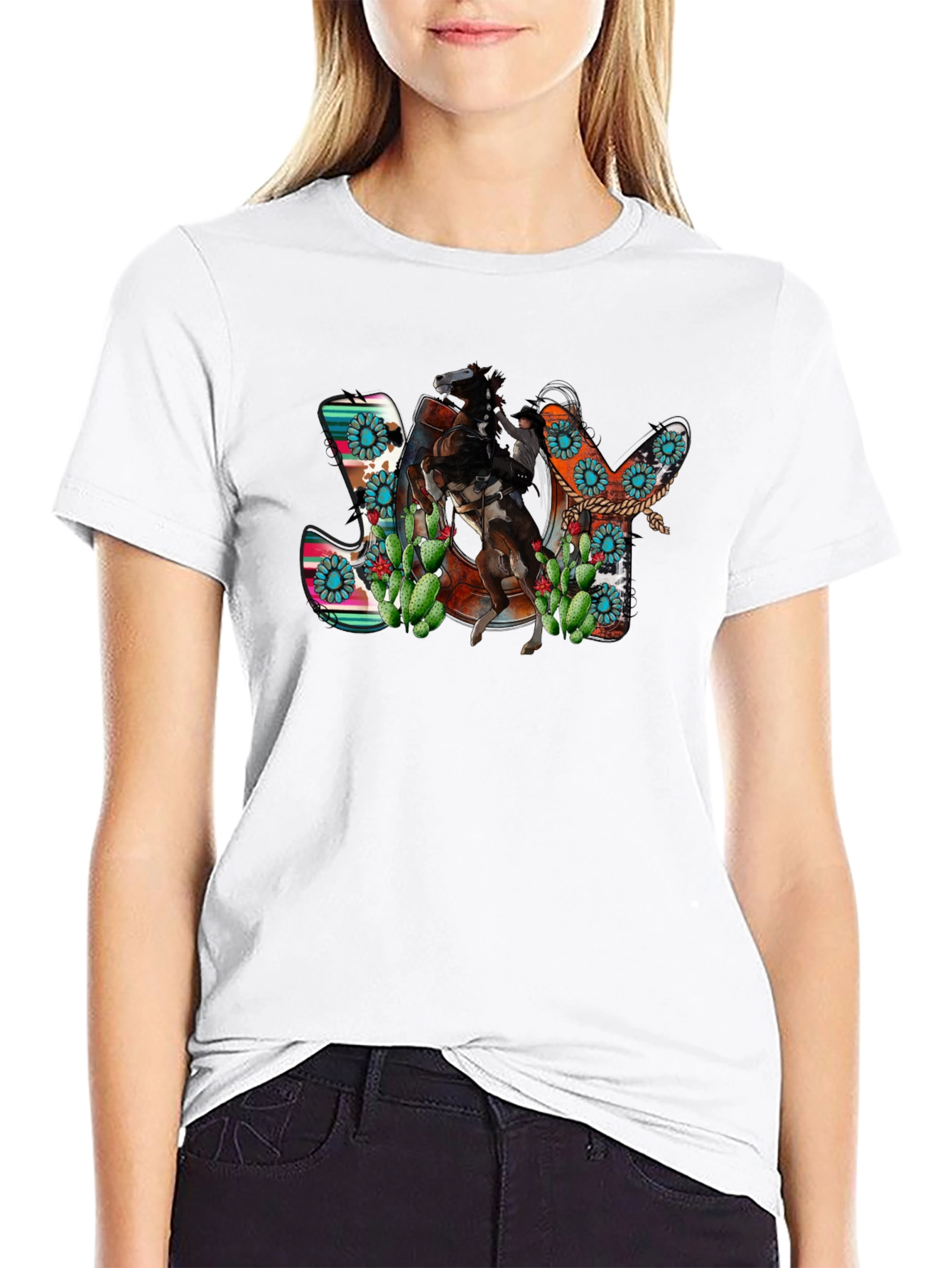 Western JOY Horse & Cactus Graphic Tee