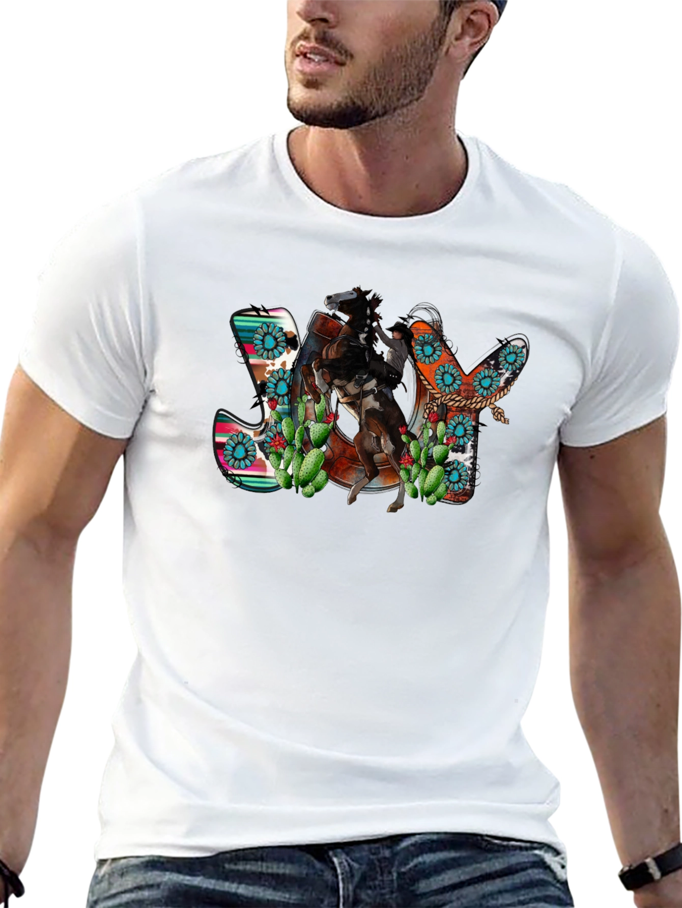 Western JOY Horse & Cactus Graphic Tee