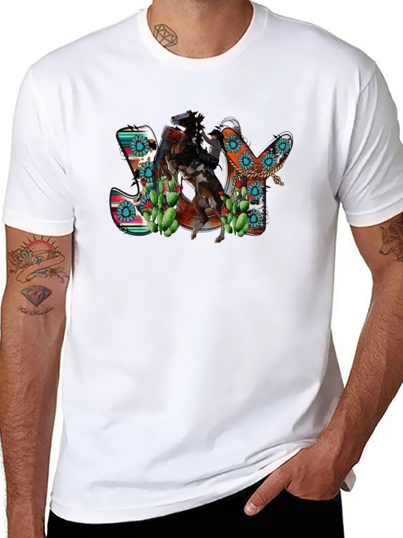Western JOY Horse & Cactus Graphic Tee