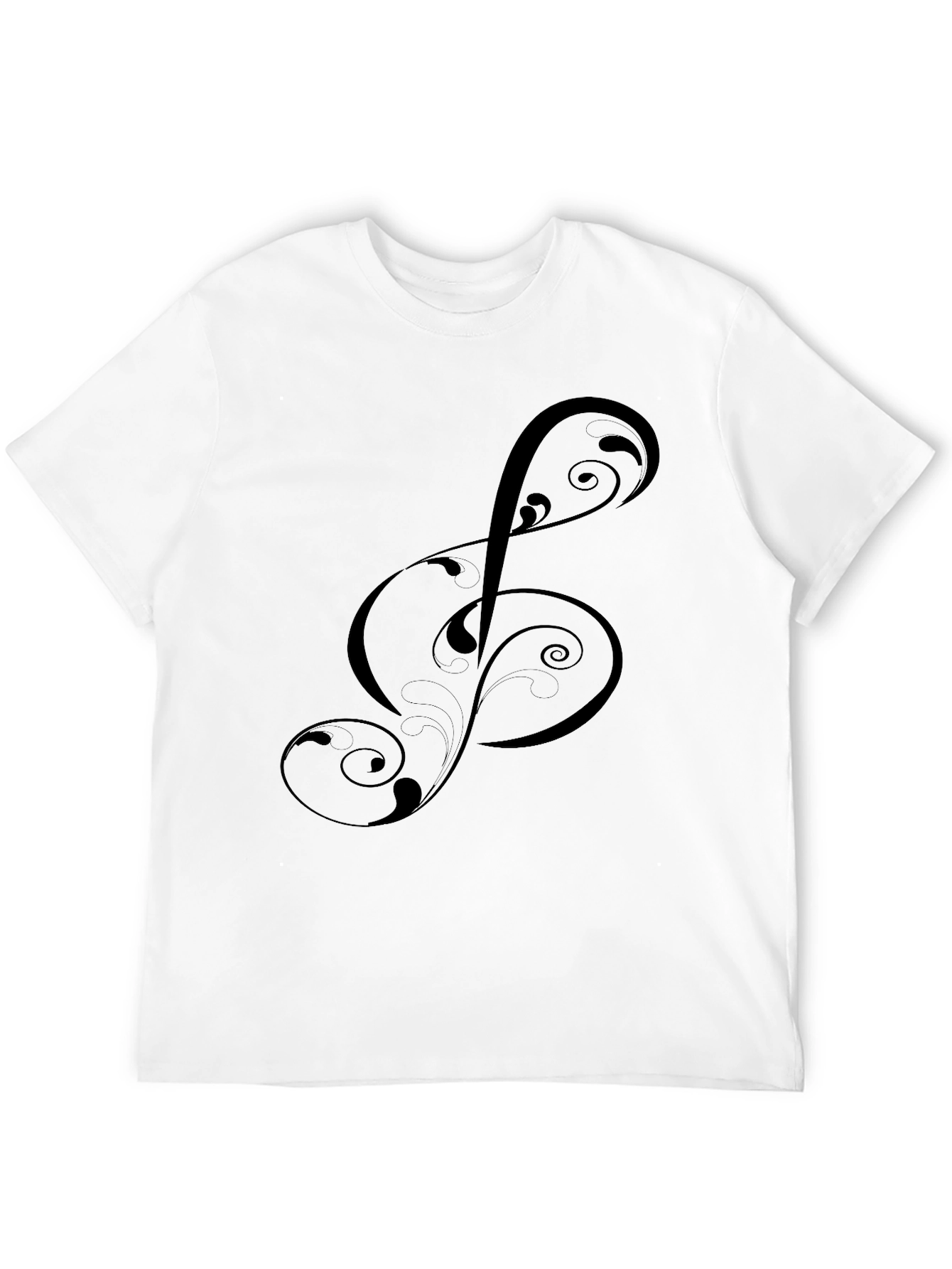 Elegant Treble Clef Graphic Black T-Shirt
