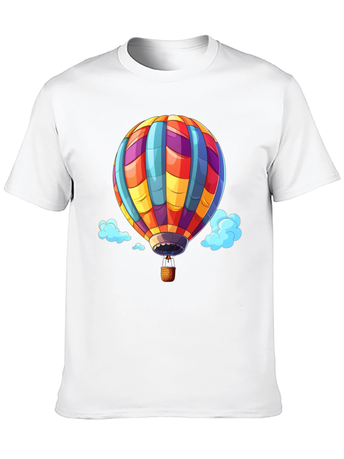 Hot Air Balloon Graphic Tee - Black Cotton T-Shirt
