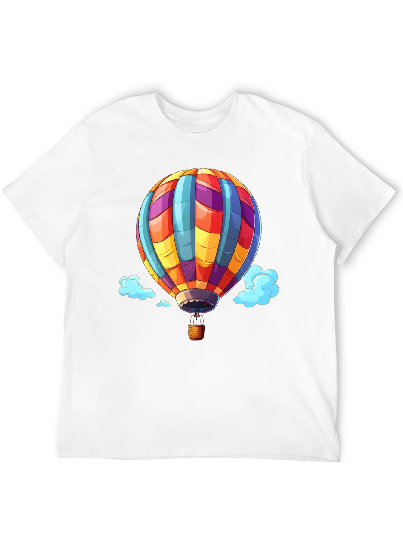 Hot Air Balloon Graphic Tee - Black Cotton T-Shirt