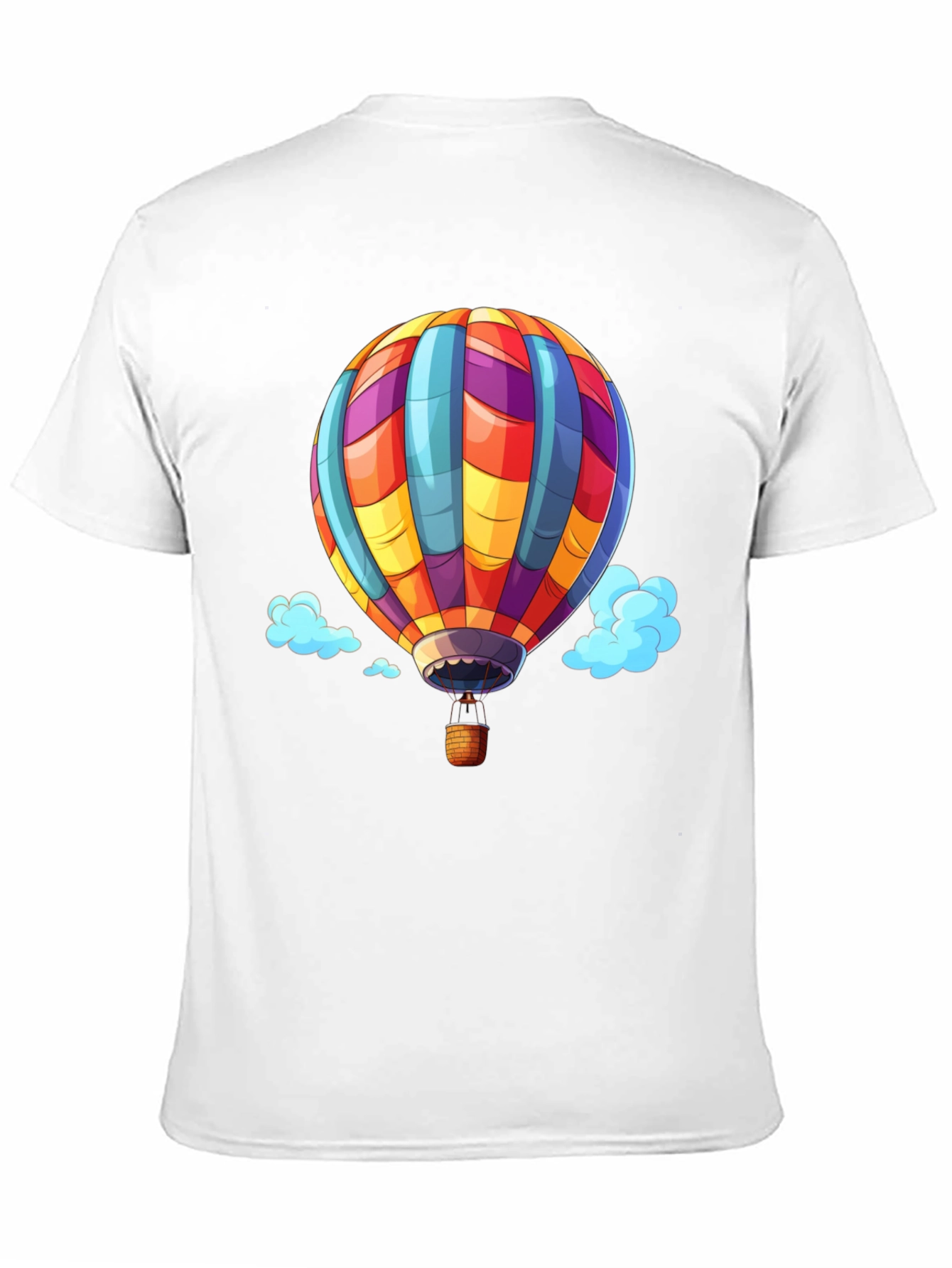 Hot Air Balloon Graphic Tee - Black Cotton T-Shirt