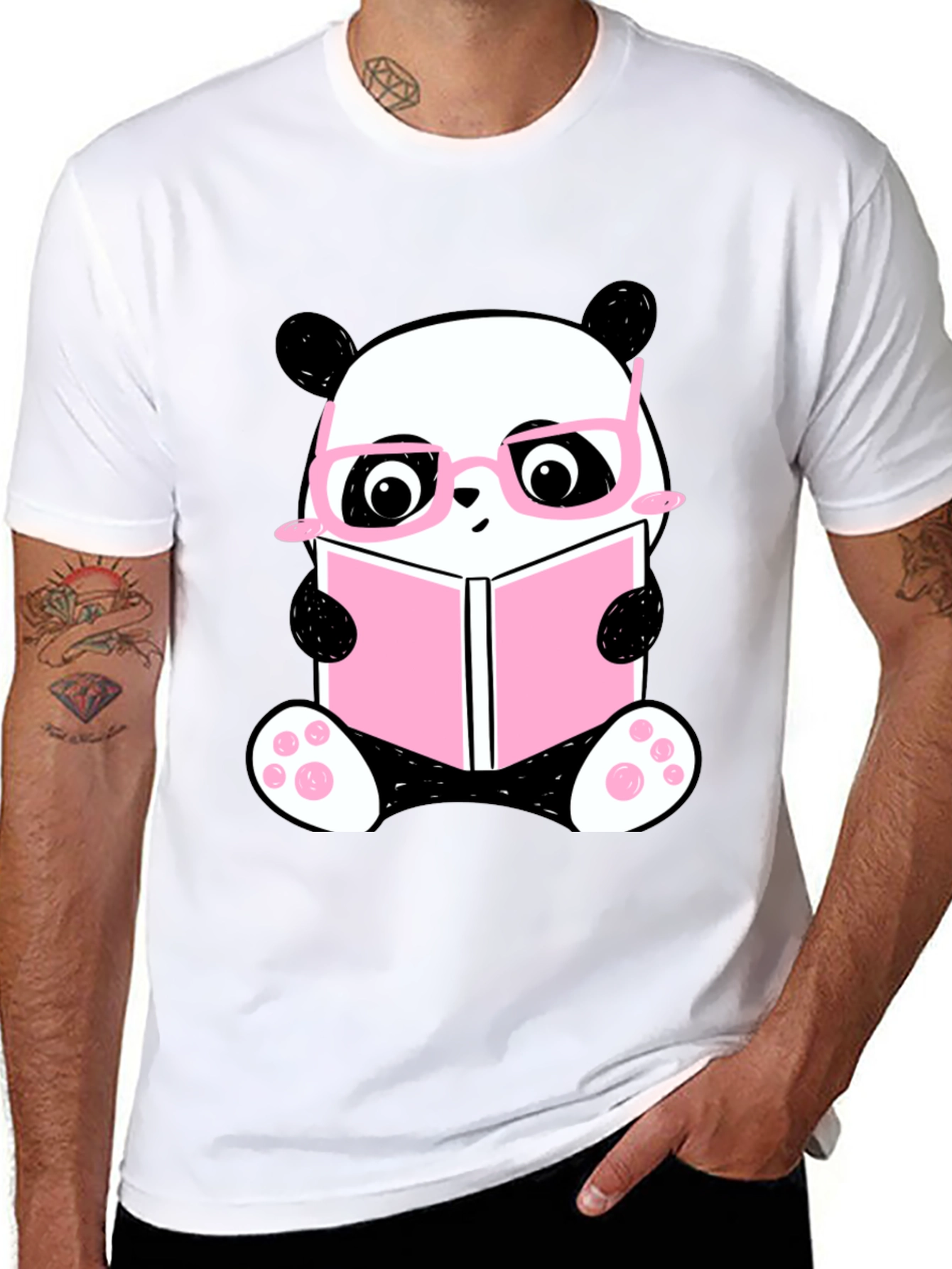 Cute Panda Bear Reading Book T-Shirt