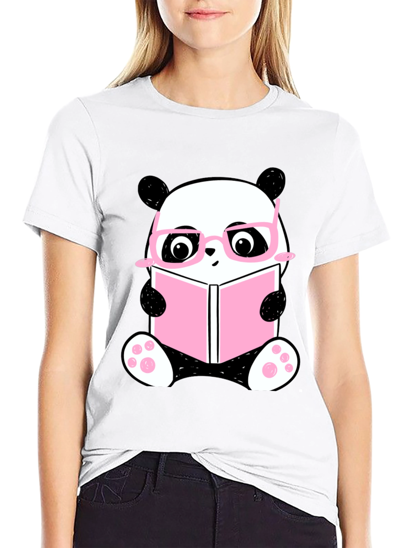 Cute Panda Bear Reading Book T-Shirt