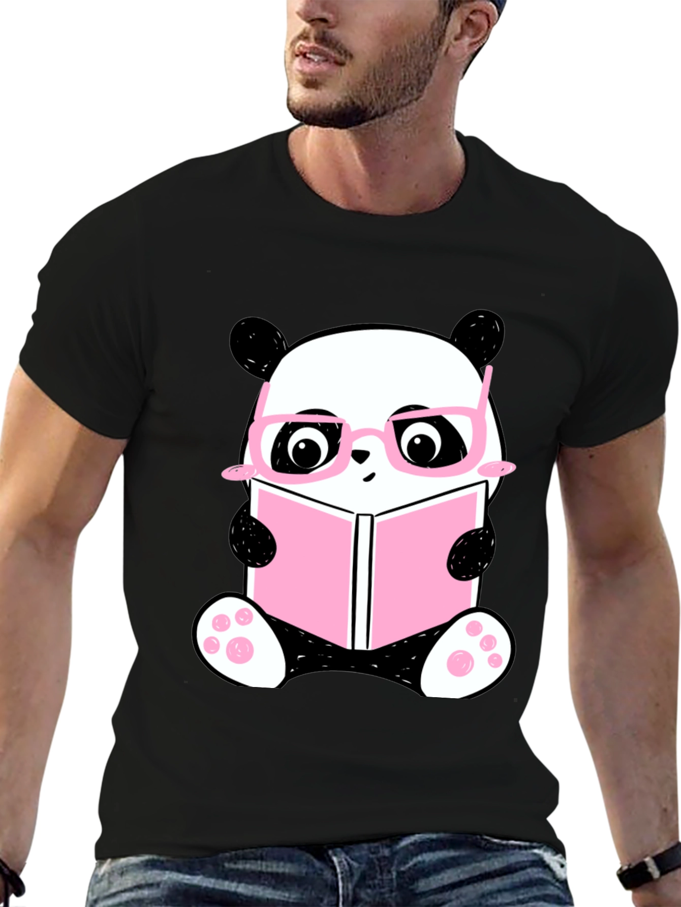 Cute Panda Bear Reading Book T-Shirt