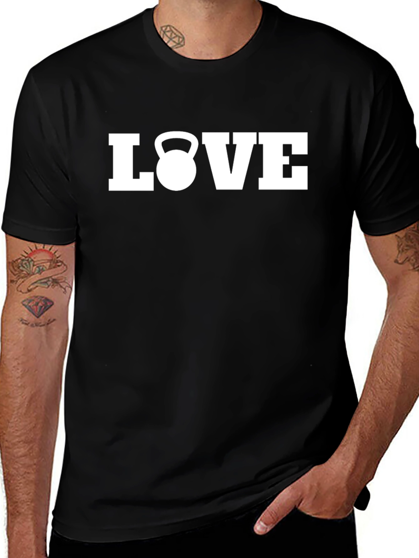 Love Kettlebell Black T-Shirt - Fitness Workout Design