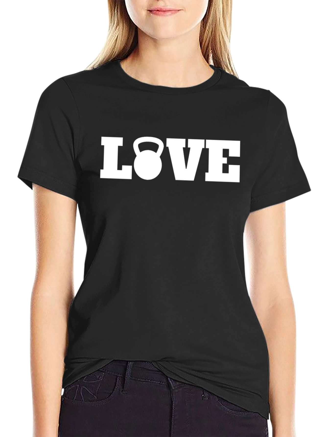 Love Kettlebell Black T-Shirt - Fitness Workout Design