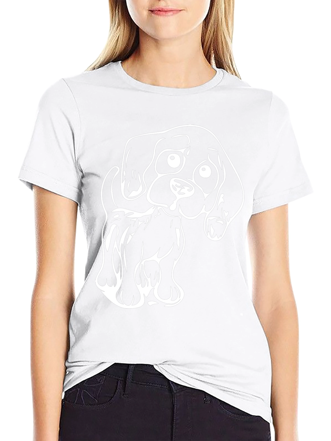 Cute Puppy Graphic Black T-Shirt