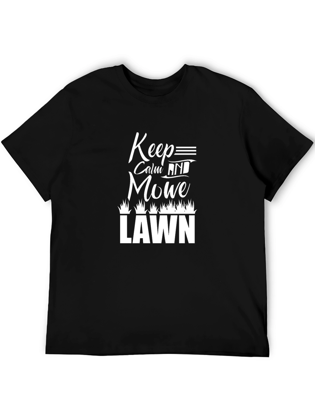 Keep Calm and Mow Lawn Black T-Shirt