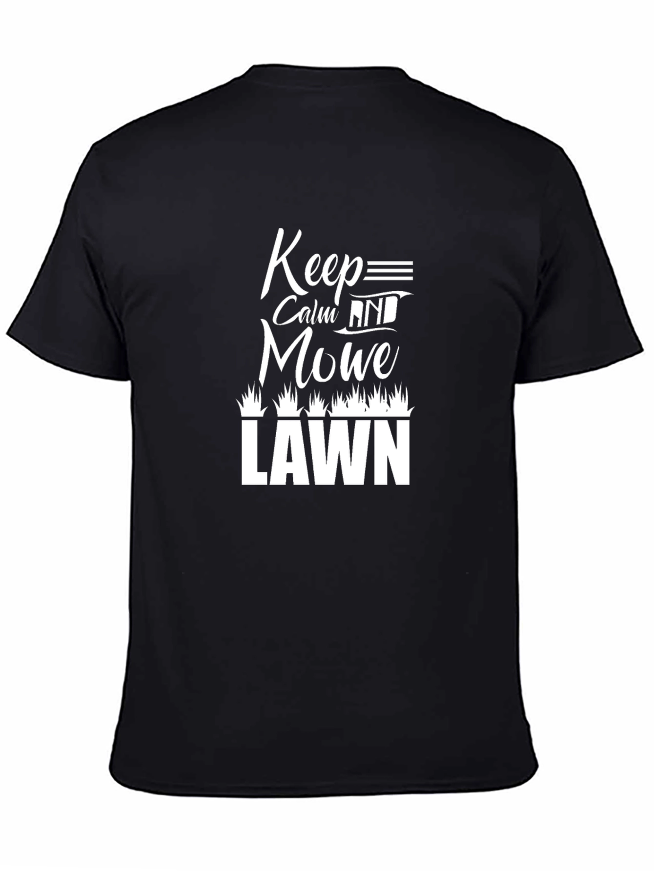 Keep Calm and Mow Lawn Black T-Shirt