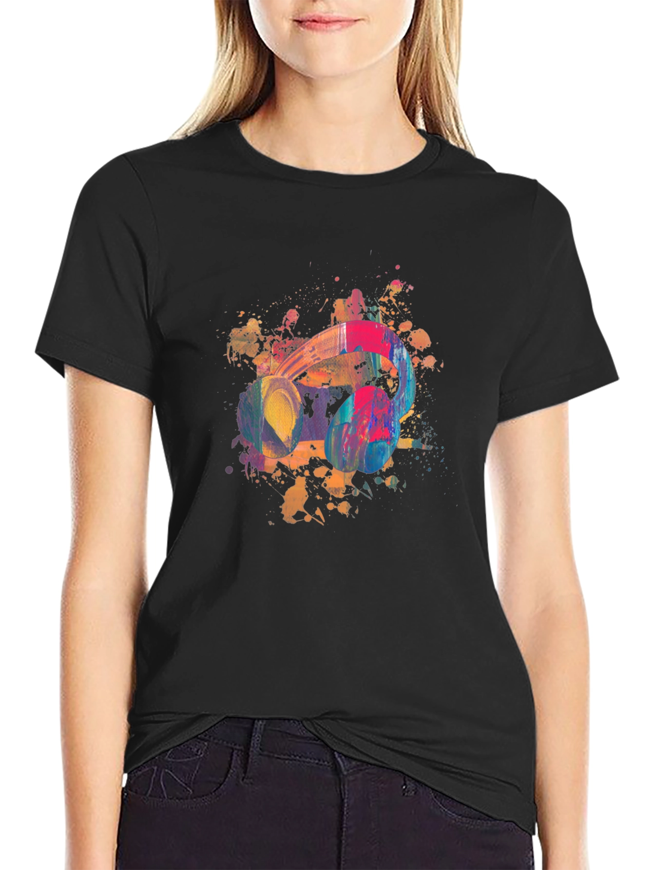 Abstract Headphones Graphic Tee - Mens Black T-Shirt