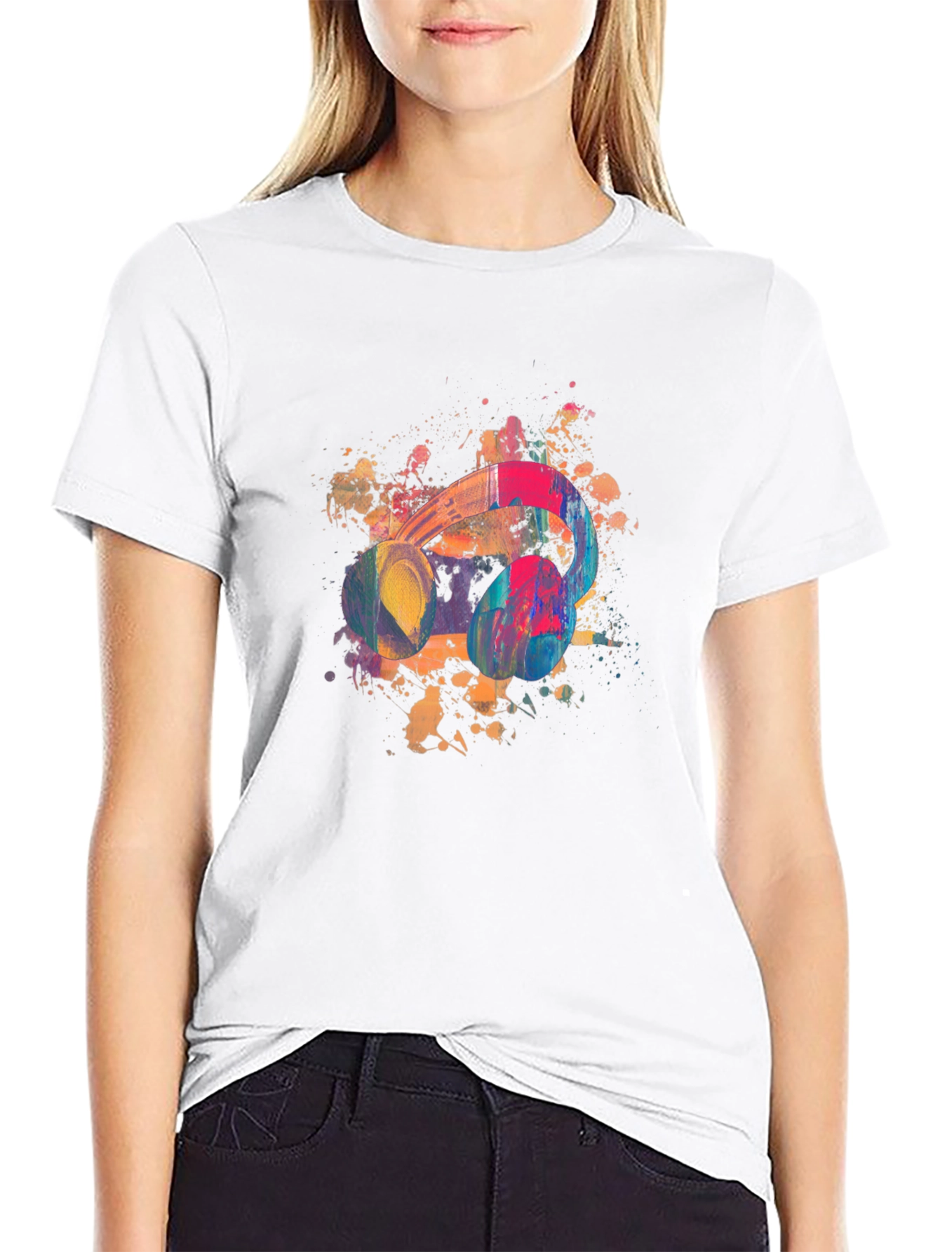 Abstract Headphones Graphic Tee - Mens Black T-Shirt
