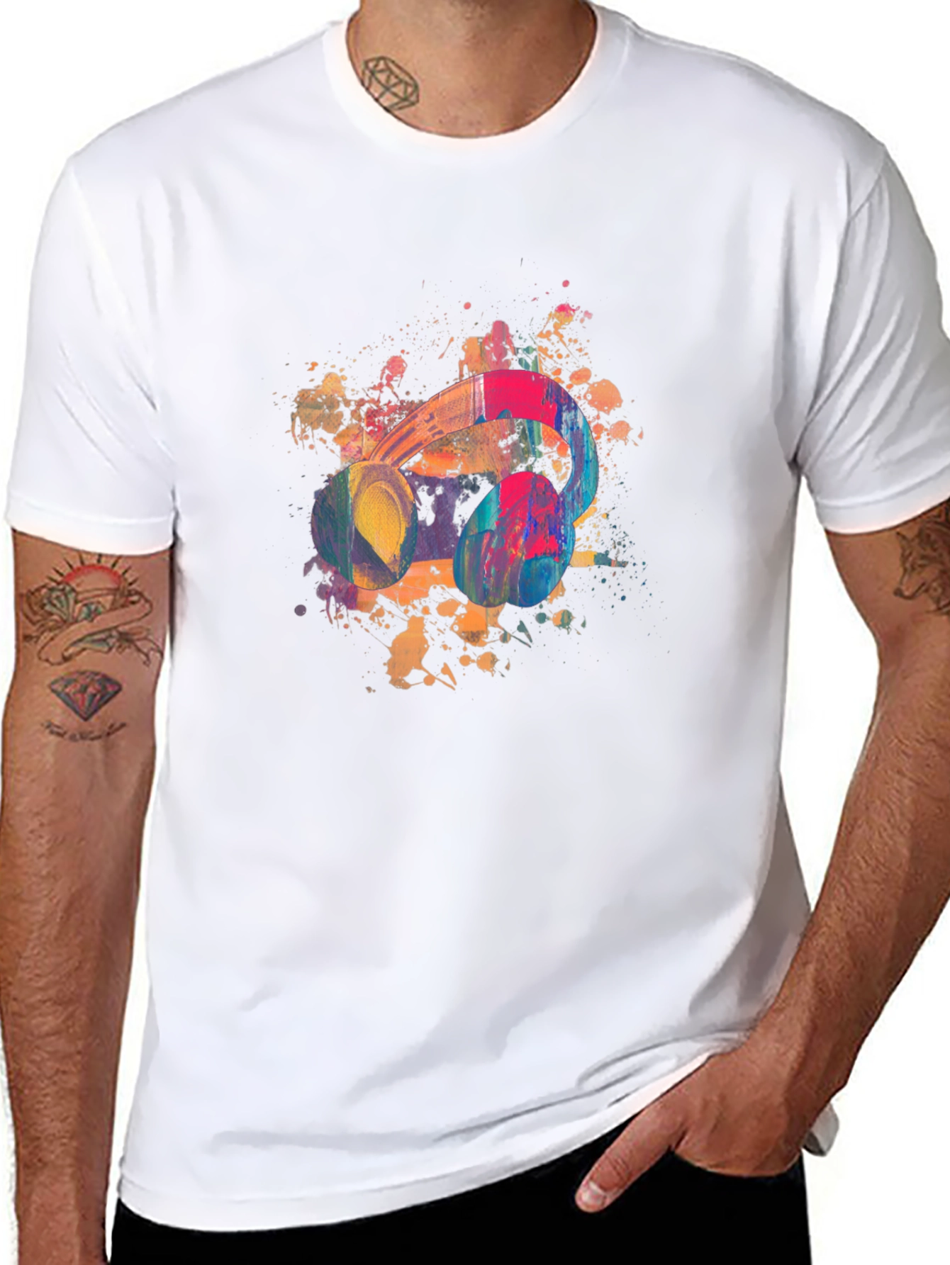 Abstract Headphones Graphic Tee - Mens Black T-Shirt