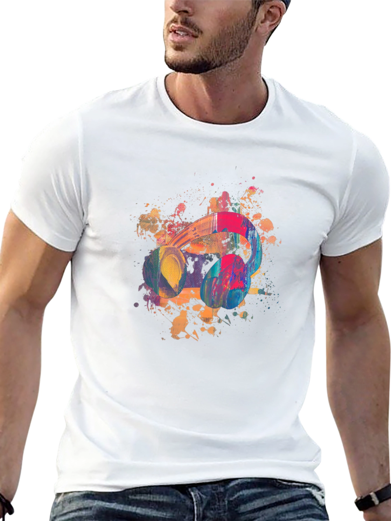 Abstract Headphones Graphic Tee - Mens Black T-Shirt