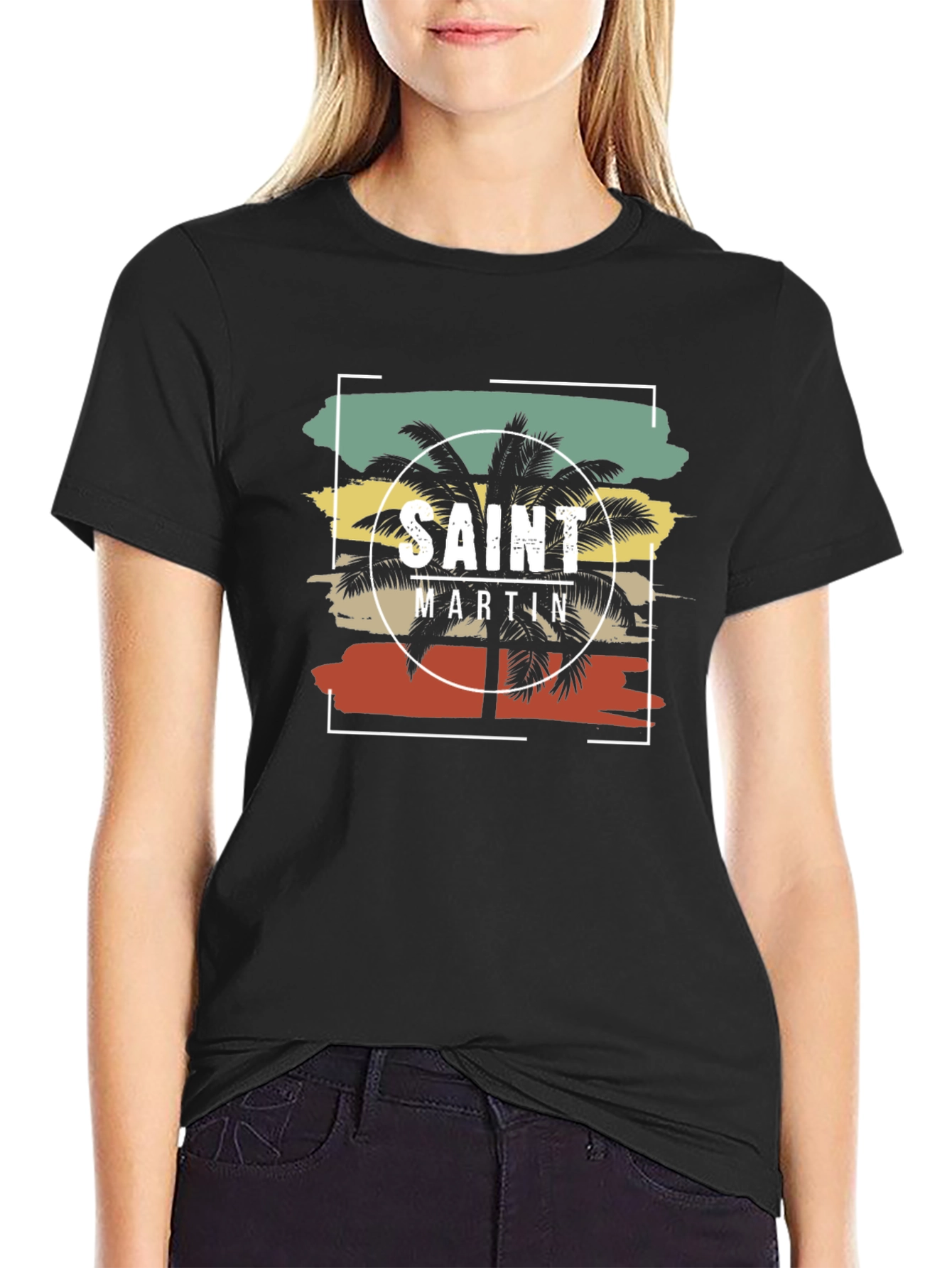 Saint Martin Palm Tree Graphic T-Shirt