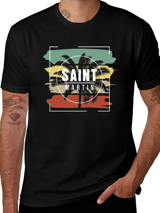 Saint Martin Palm Tree Graphic T-Shirt