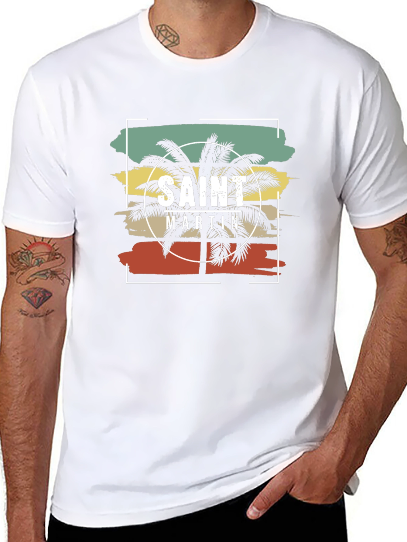 Saint Martin Palm Tree Graphic T-Shirt