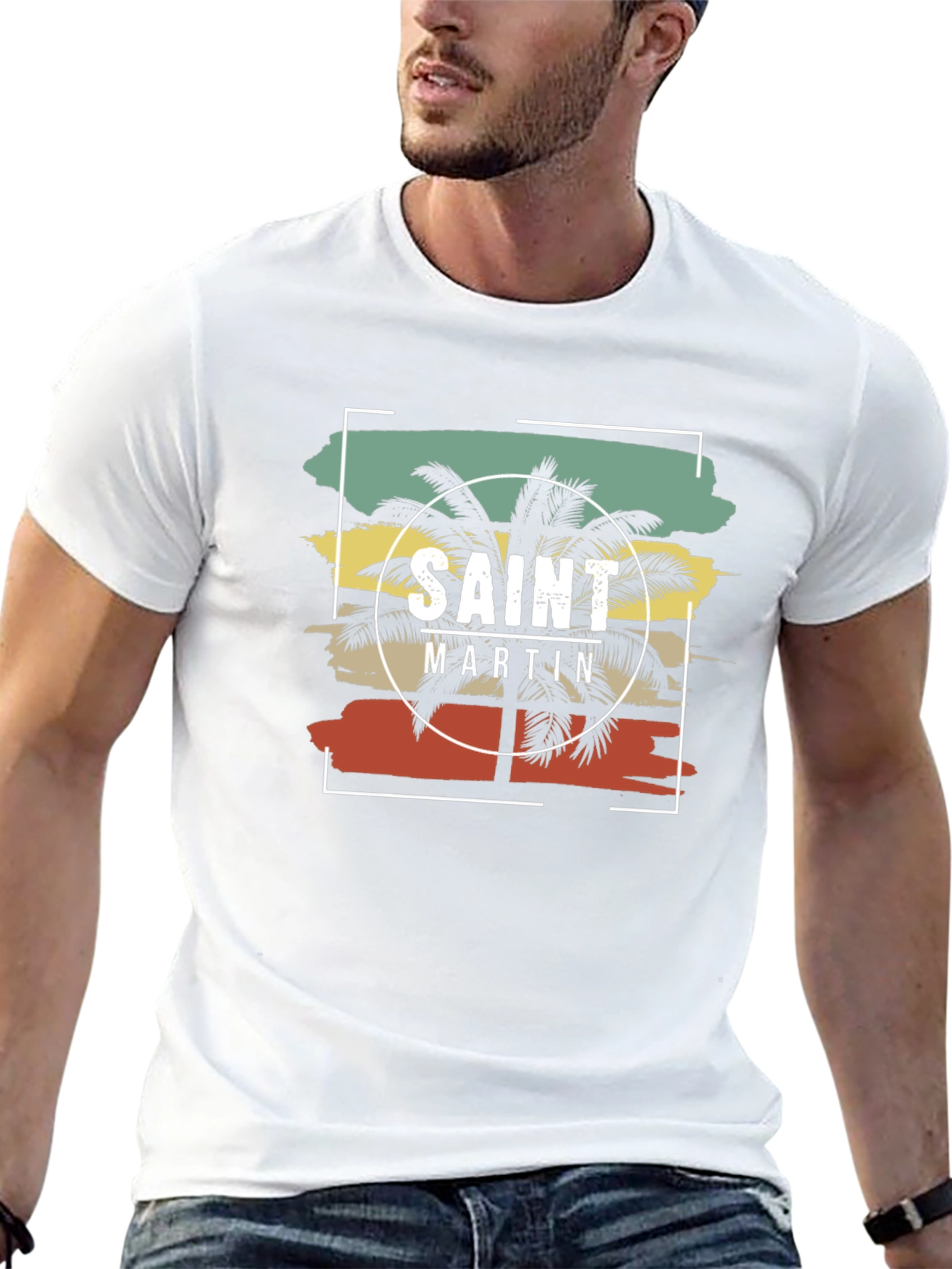 Saint Martin Palm Tree Graphic T-Shirt