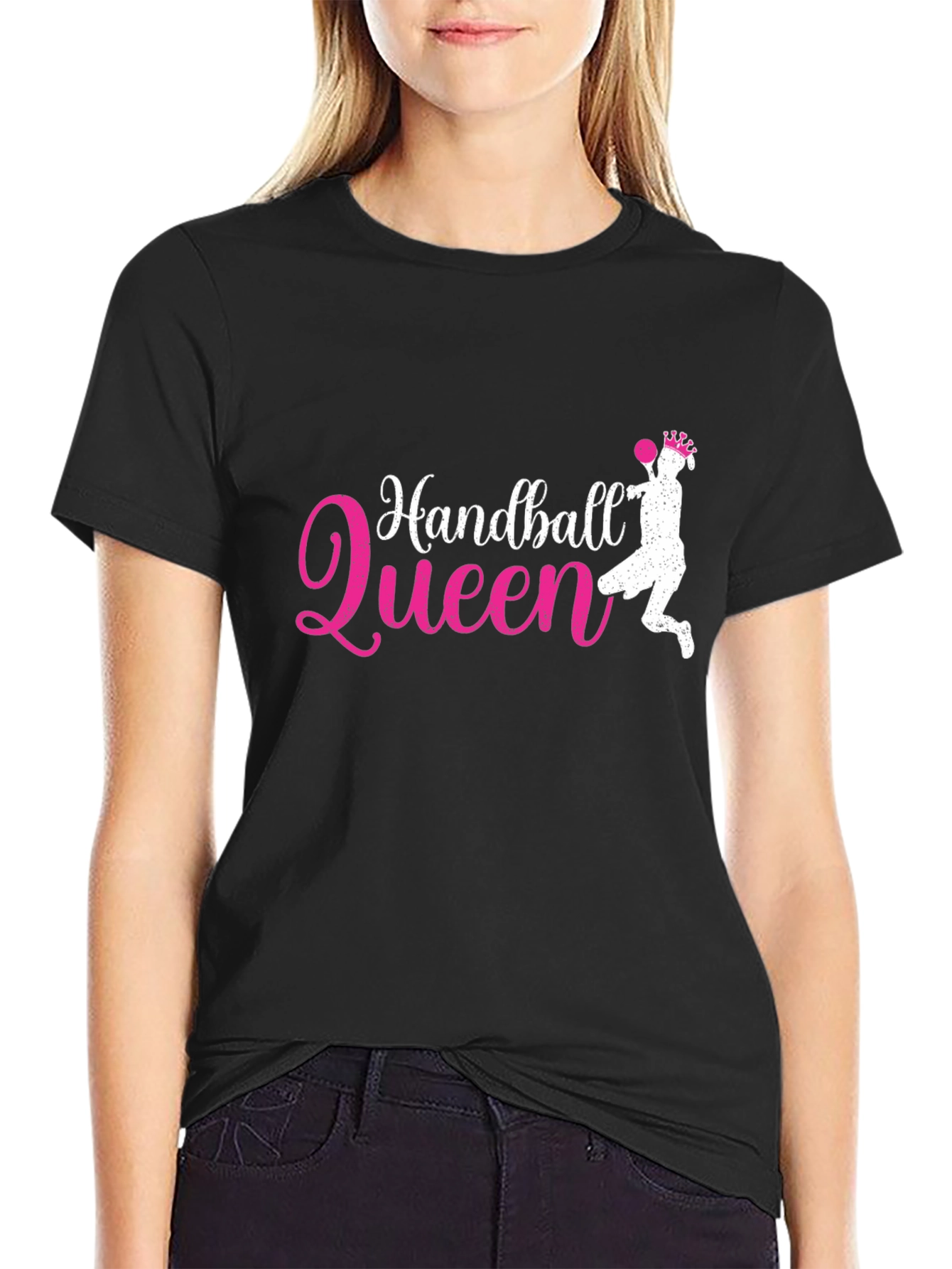 Handball Queen Black Graphic T-Shirt