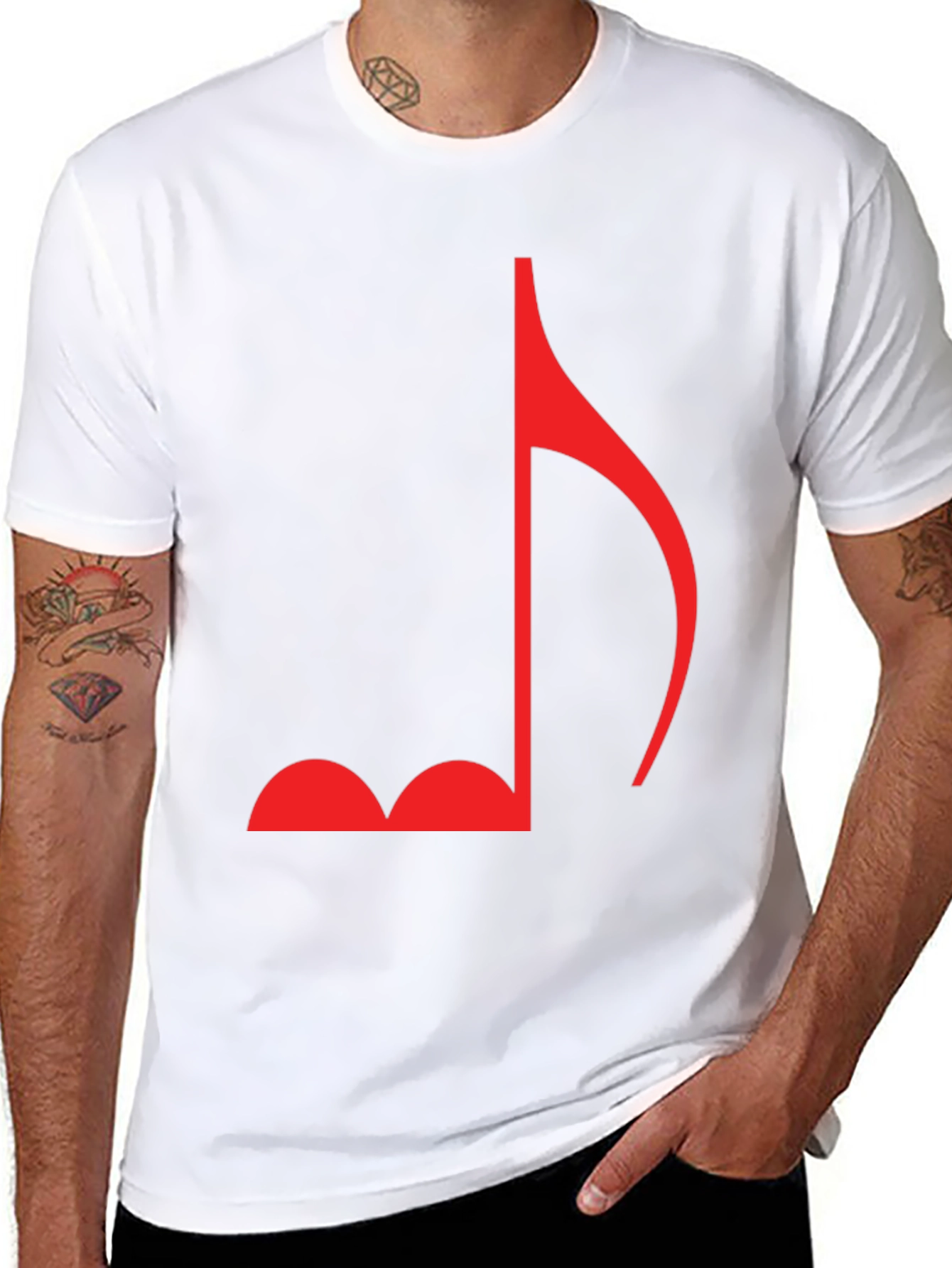 Music Note Graphic Tee - Casual Black T-Shirt