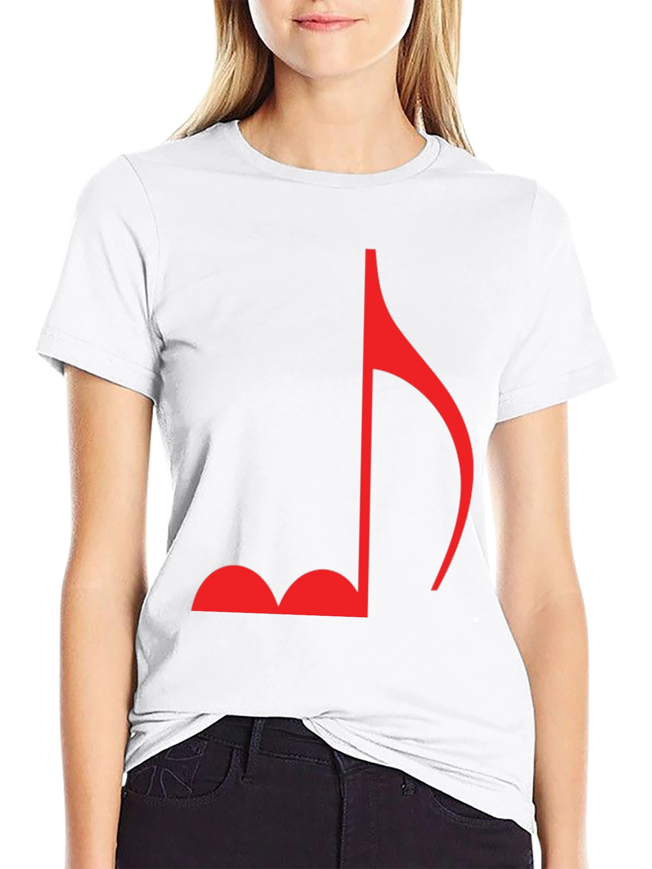 Music Note Graphic Tee - Casual Black T-Shirt