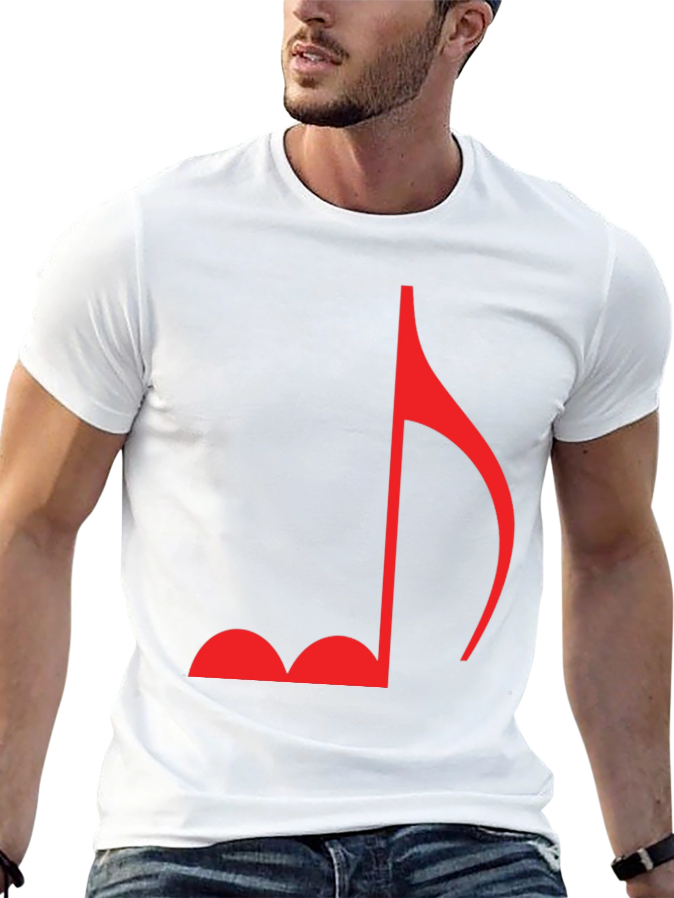 Music Note Graphic Tee - Casual Black T-Shirt