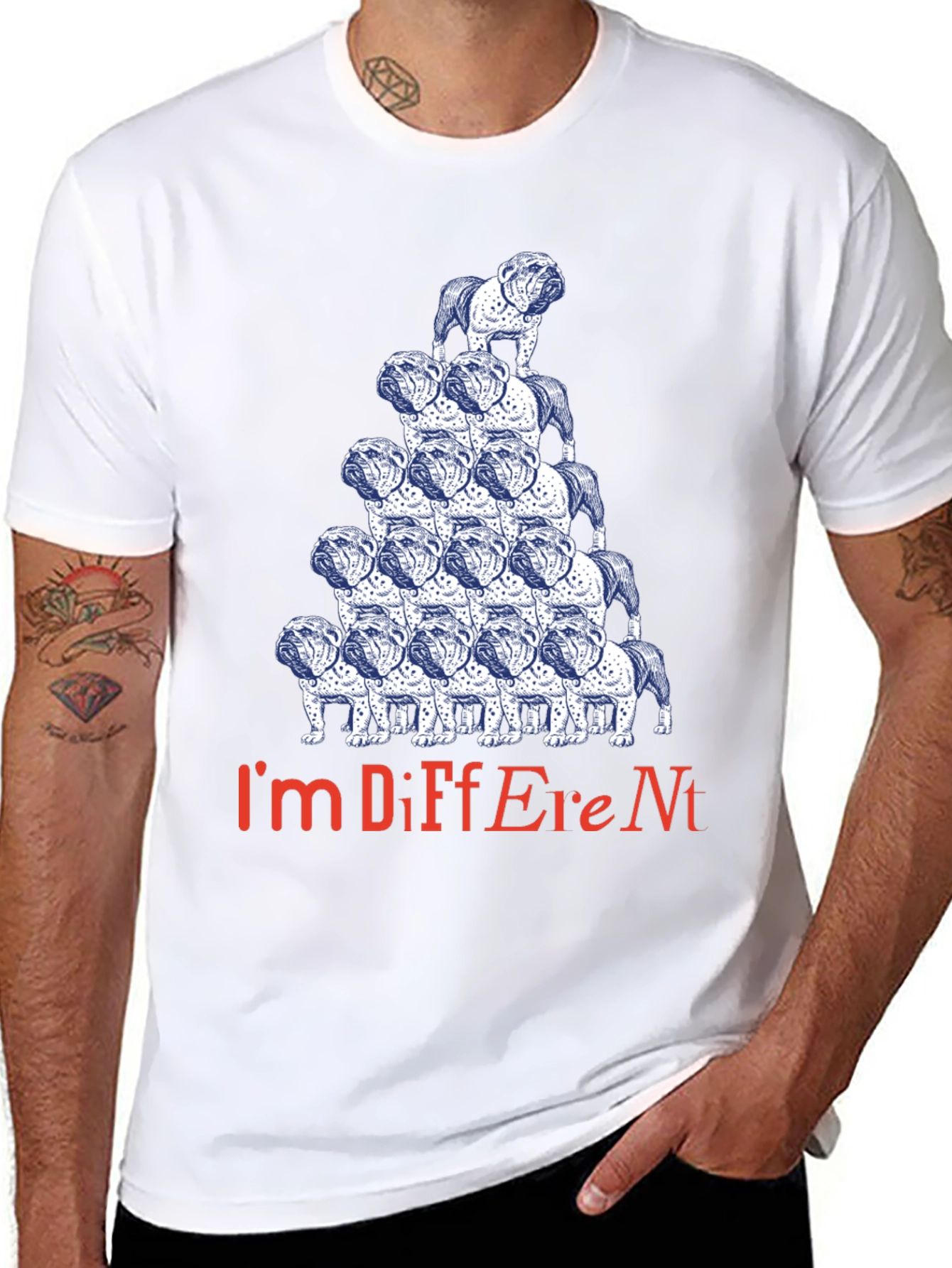 Unique Bulldog Pyramid Graphic Tee