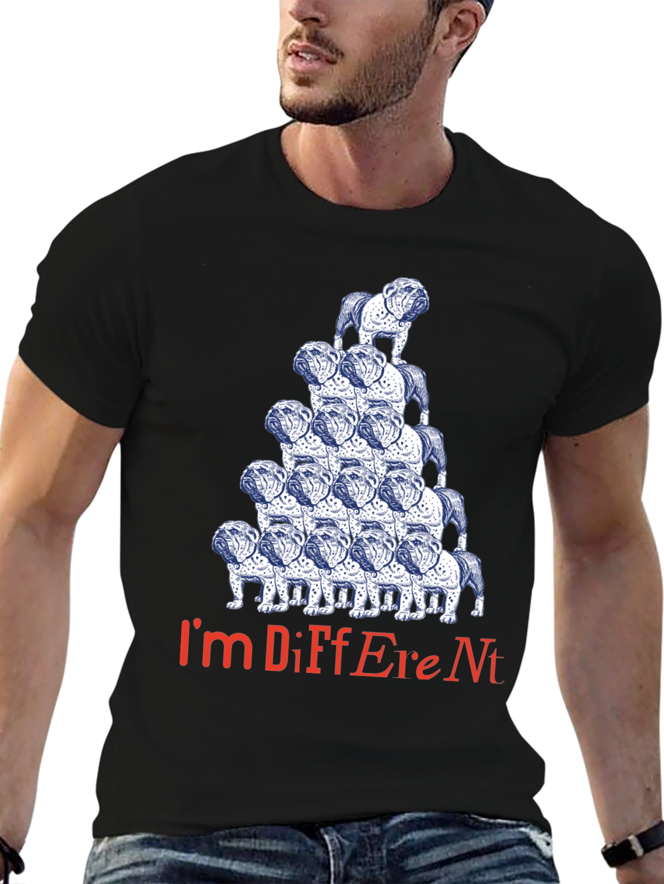 Unique Bulldog Pyramid Graphic Tee
