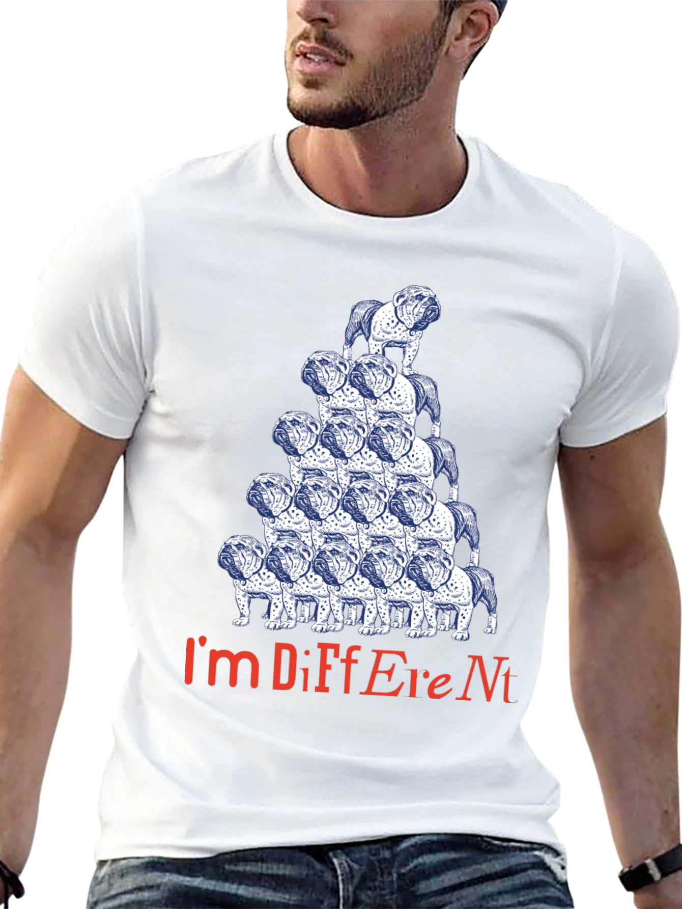 Unique Bulldog Pyramid Graphic Tee