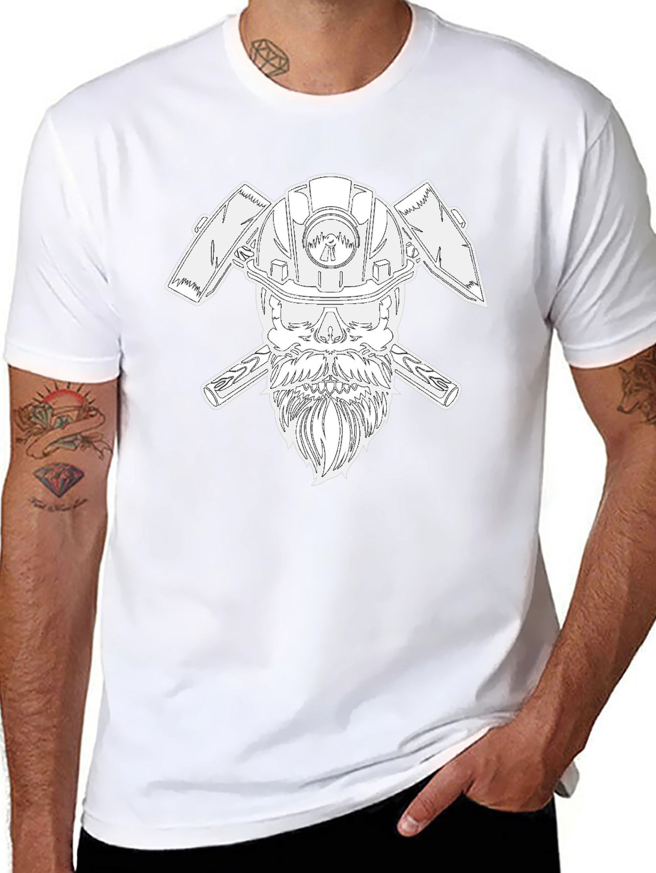 Cool Miner Skull T-Shirt - Black Crew Neck Tee