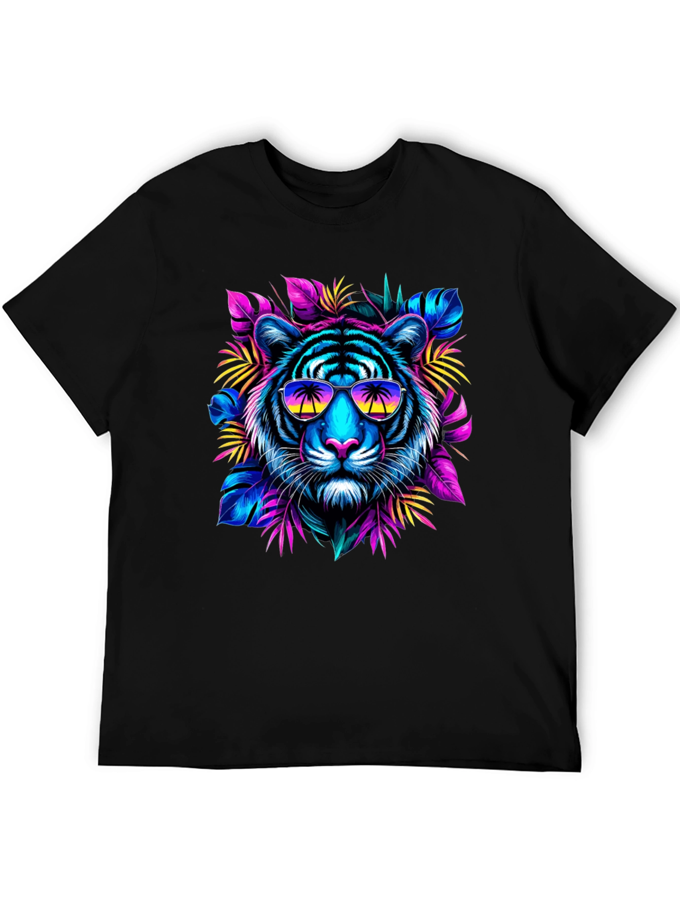 Neon Tiger Graphic Tee - Tropical Vibes