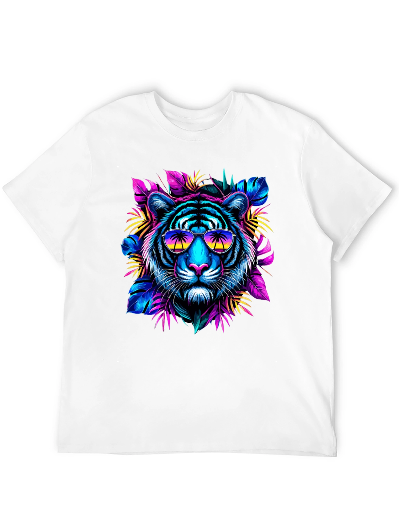 Neon Tiger Graphic Tee - Tropical Vibes