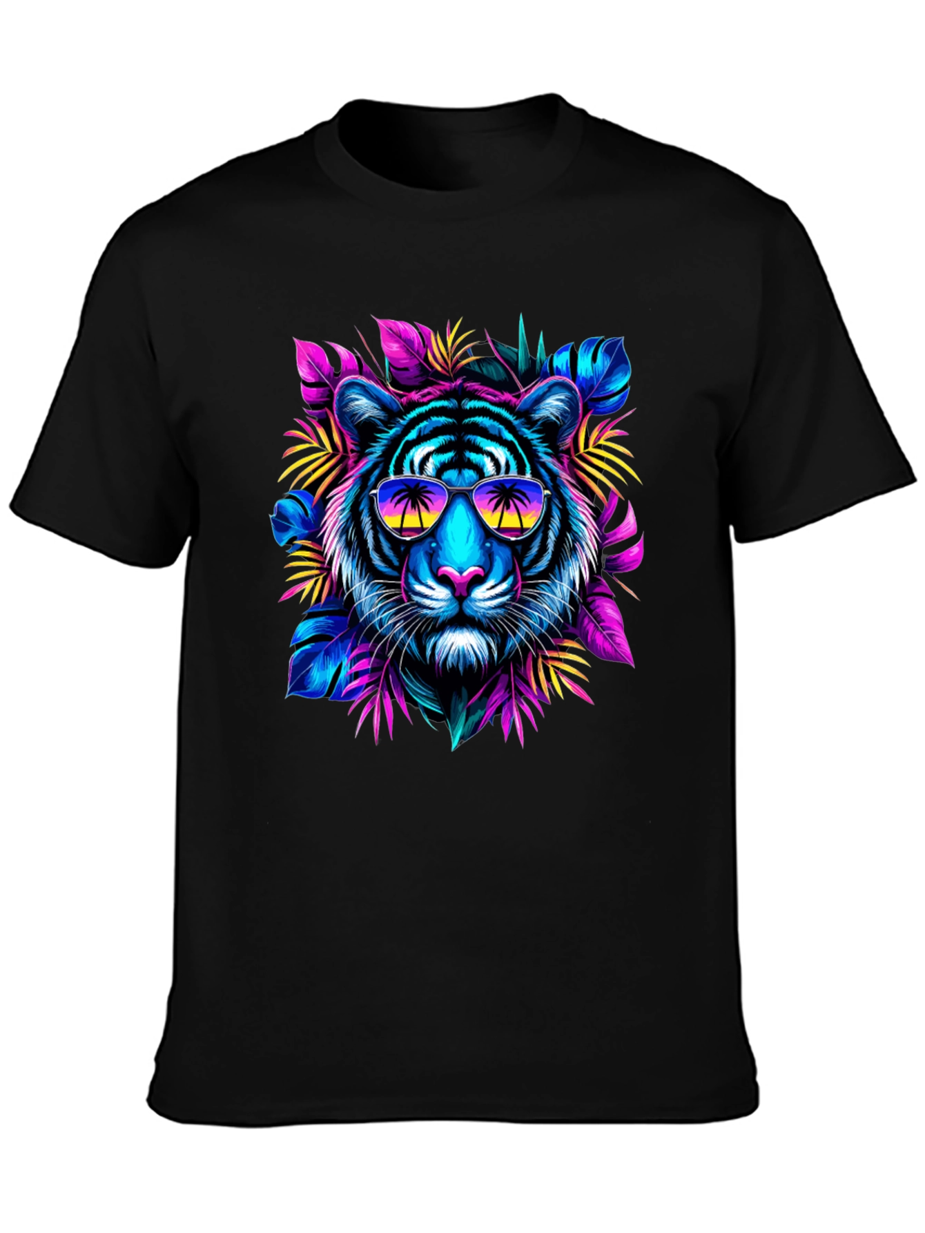 Neon Tiger Graphic Tee - Tropical Vibes